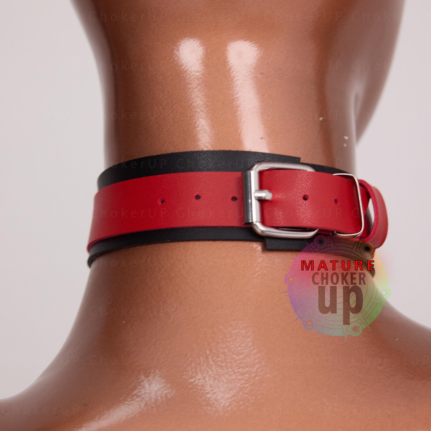 Custom 2-Color Leather O-Ring Choker, Bold Design