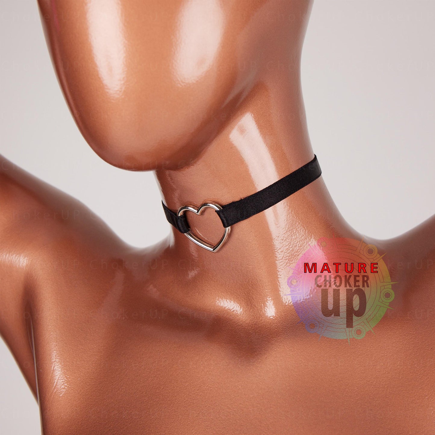 Birthday Present, Statement Necklace, Heart Jewelry, Romantic Gift, Heart Choker Necklace, Gold Heart Choker, Black Heart Choker