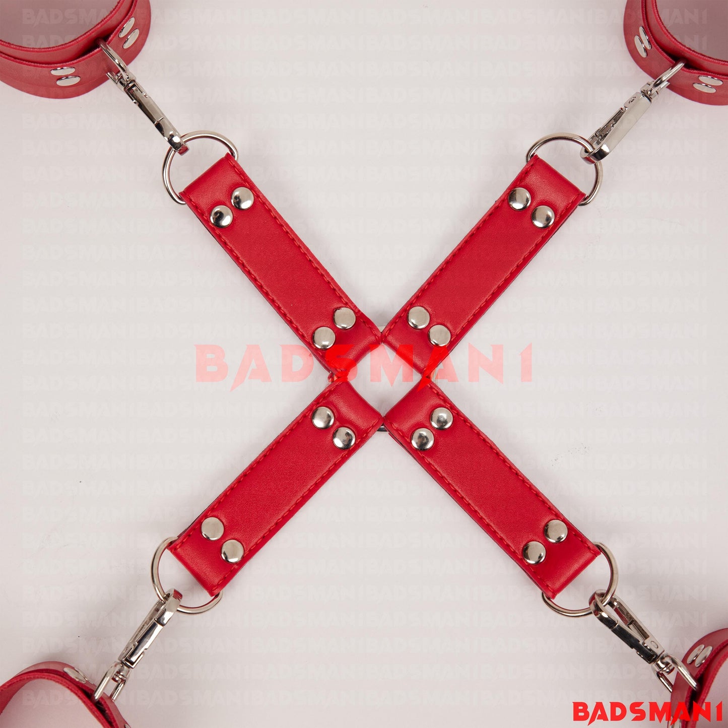 Hogtie Harness, BDSM Leather 4-Way Hogtie for Bondage, Accessory for Cuff Restraints Set, Handcuffs, Foot Clamps, Thigh to Wrist Cuffs