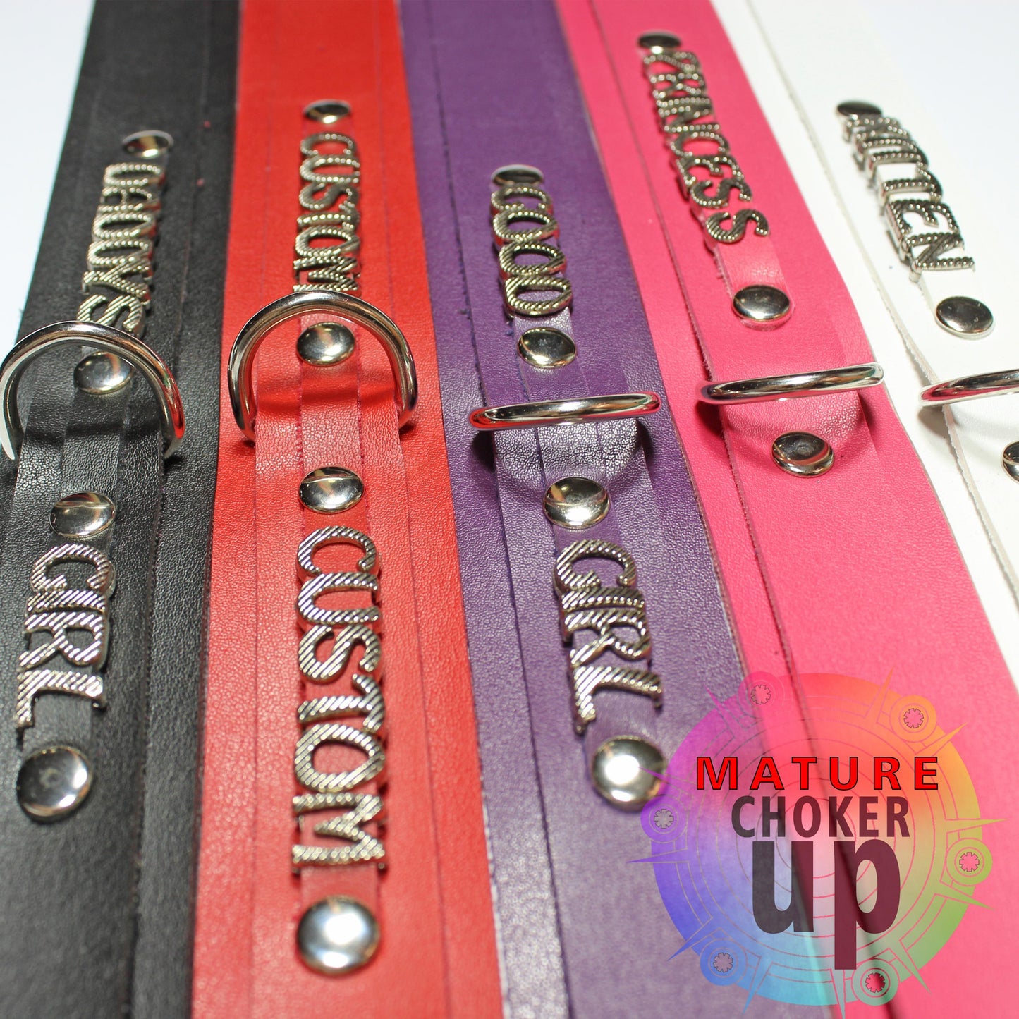 Custom Word Necklace, Choker Collar Black Leather Choker With Metal Letters, Choose Your Custom Word, Name Choker Collar