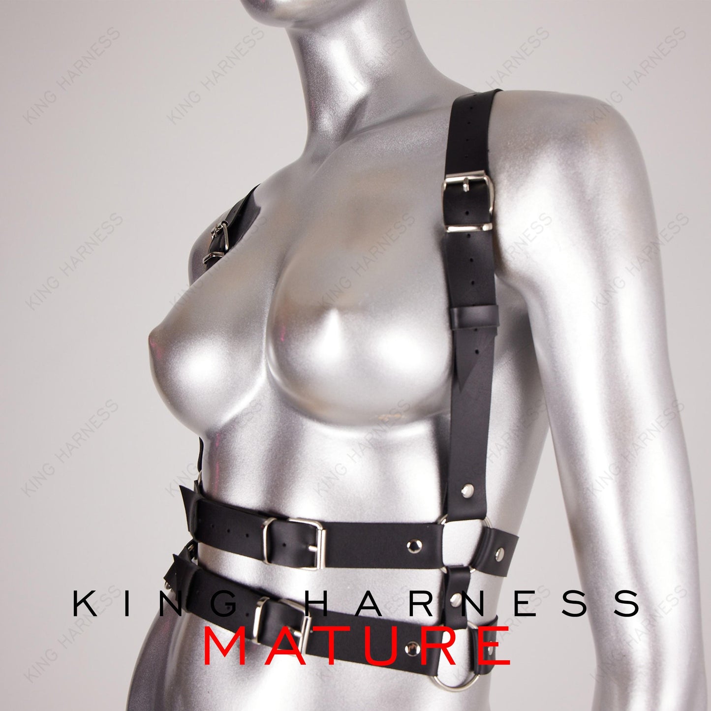 Chain Chest Accessories, Leather Chest Harness for Women, Leather Suspender Harness, Fashion Accessory, With Double Belt,