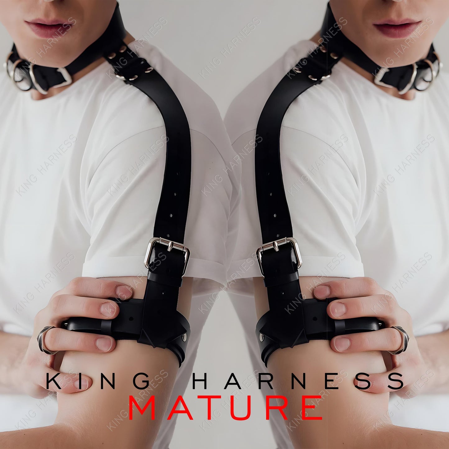 Adjustable Leather Neck to Arm Harness ,BDSM Restraint Gear, Unisex Bondage Shoulder Strap, Fetish Wear for Mature Play, Arm Band