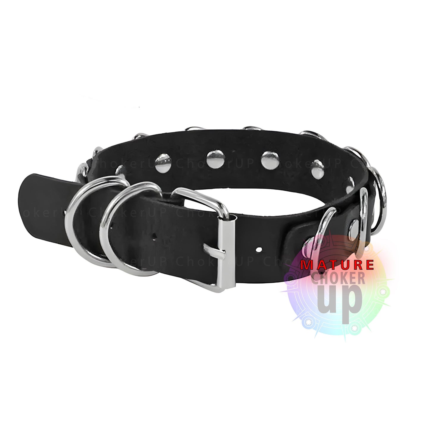 Black Leather D-Ring Choker, Gothic Collar, Custom Day Collar