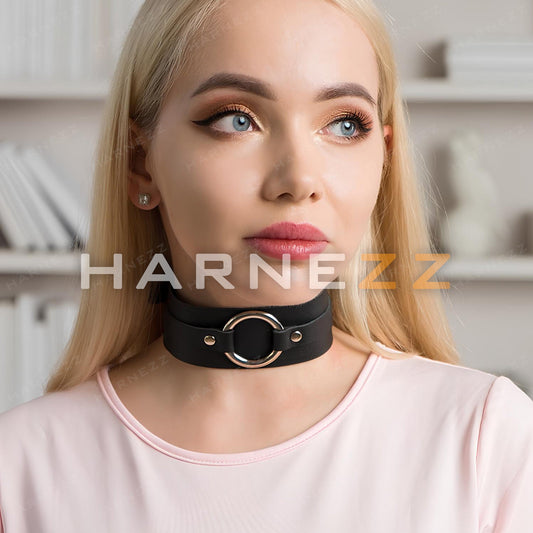 Leather Necklace, Slave Choker, Black Choker, Leather Accessories, O Ring Choker, Fetish Wear,