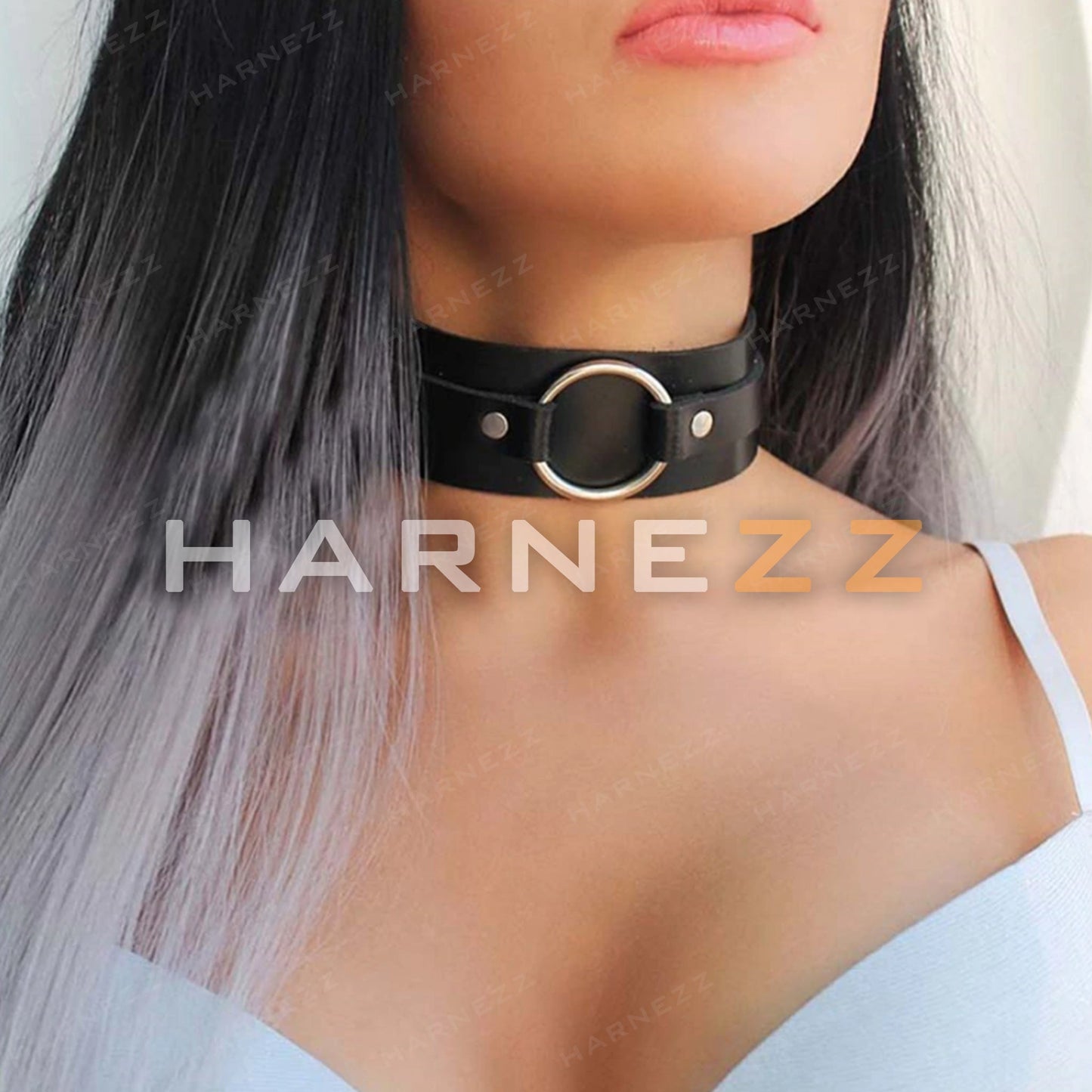 Leather Necklace, Slave Choker, Black Choker, Leather Accessories, O Ring Choker, Fetish Wear,