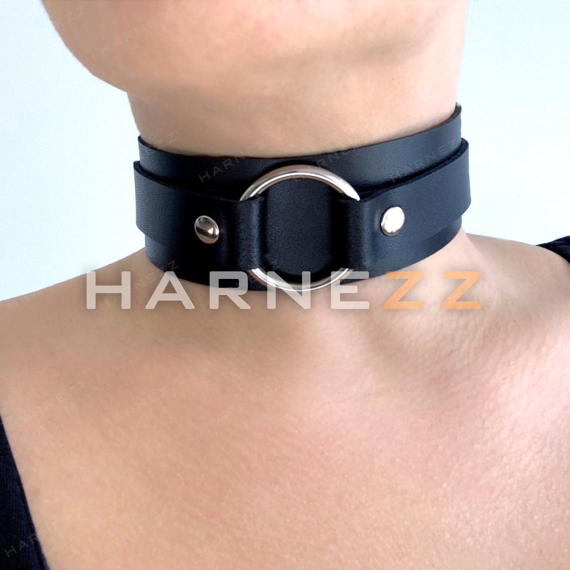 Leather Necklace, Slave Choker, Black Choker, Leather Accessories, O Ring Choker, Fetish Wear,