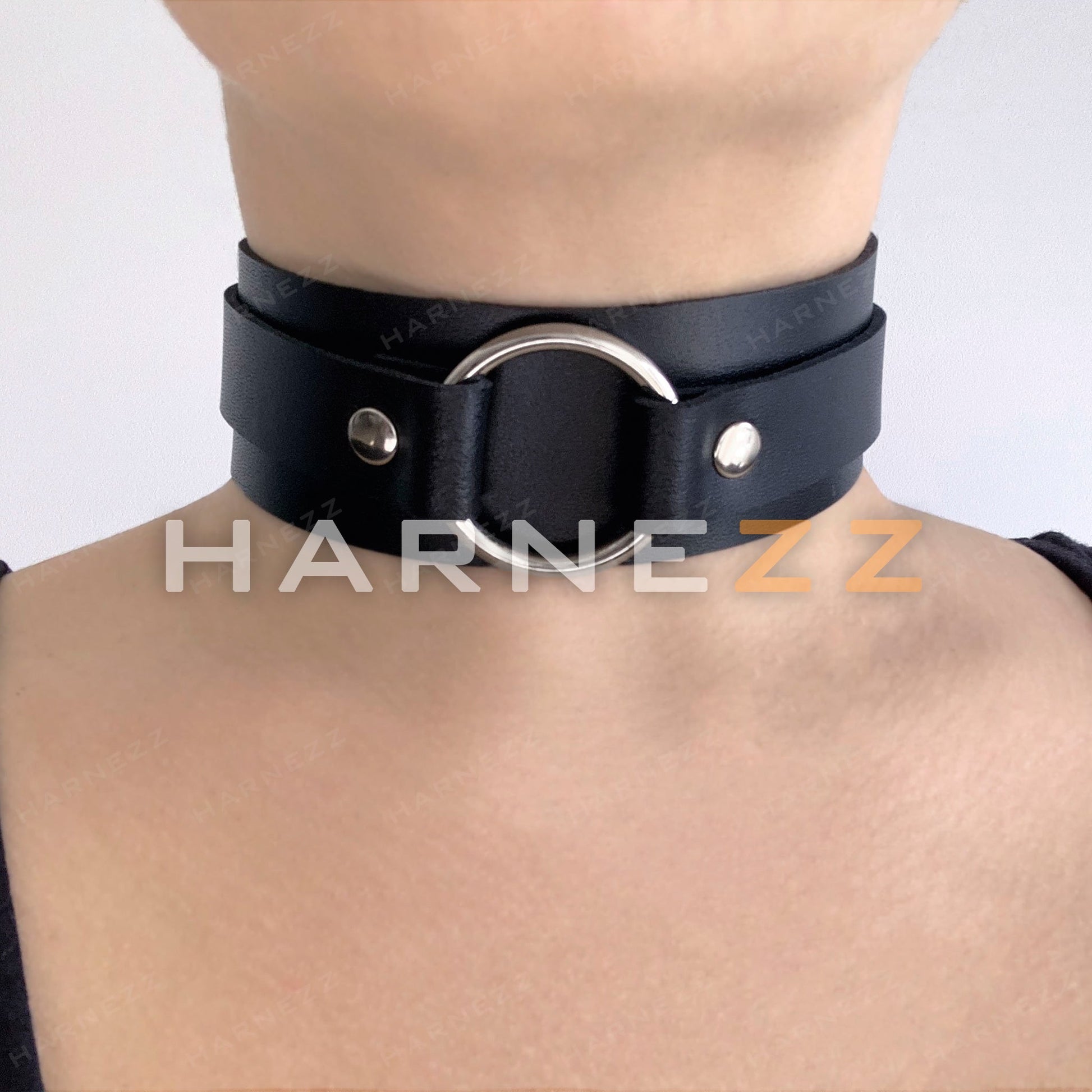 Leather Necklace, Slave Choker, Black Choker, Leather Accessories, O Ring Choker, Fetish Wear,