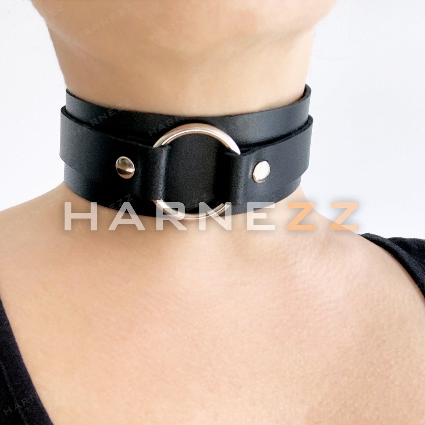 Leather Necklace, Slave Choker, Black Choker, Leather Accessories, O Ring Choker, Fetish Wear,