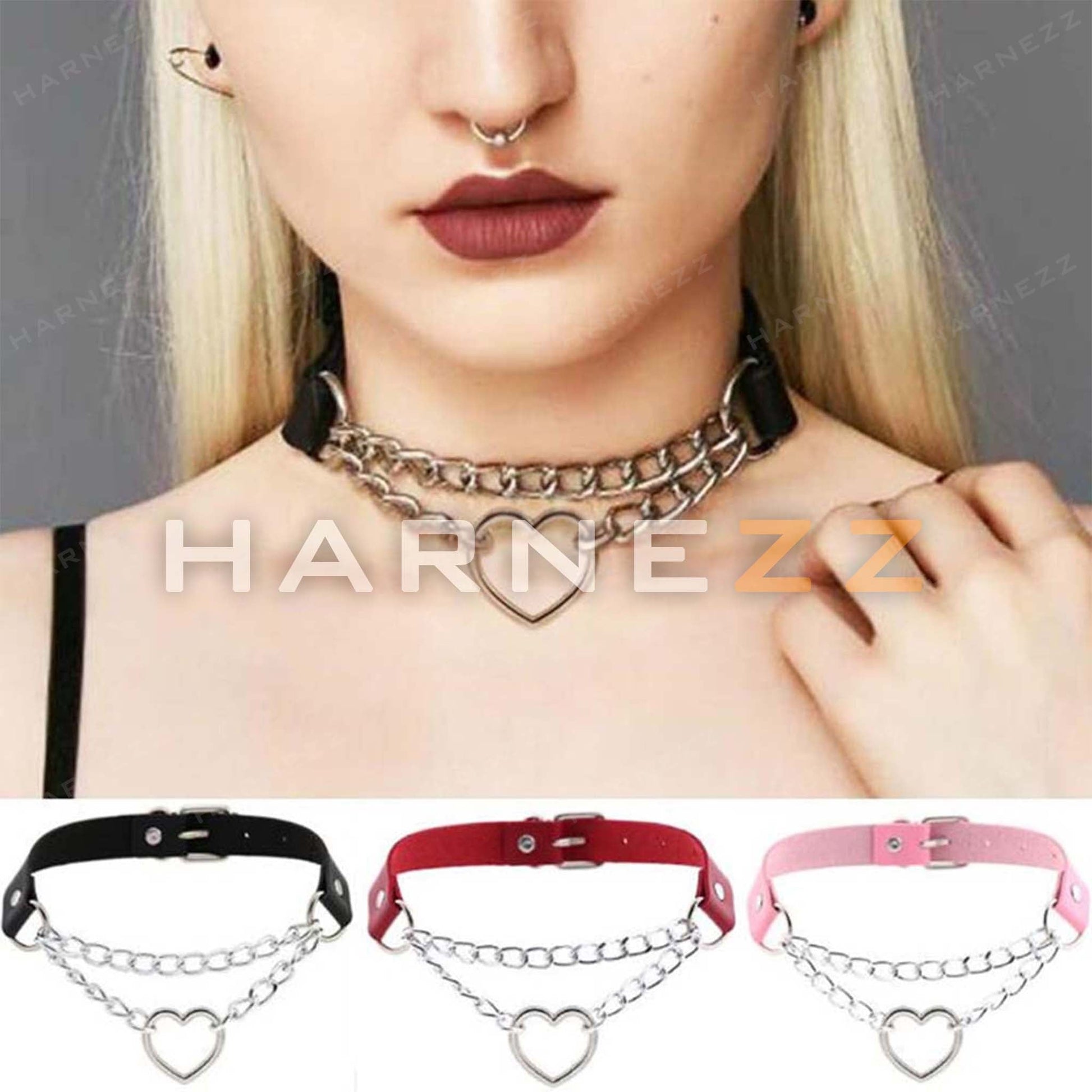 Leather Choker,Kitty Collar,Punk Choker,Metal Women Choker,Leather Collar,Circle Ring Choker,Leather Necklace,Heart Choker,Bondage For Woman,Erotic Lingerie,Necklace Women,Choker Collar Women,Plus Size Choker