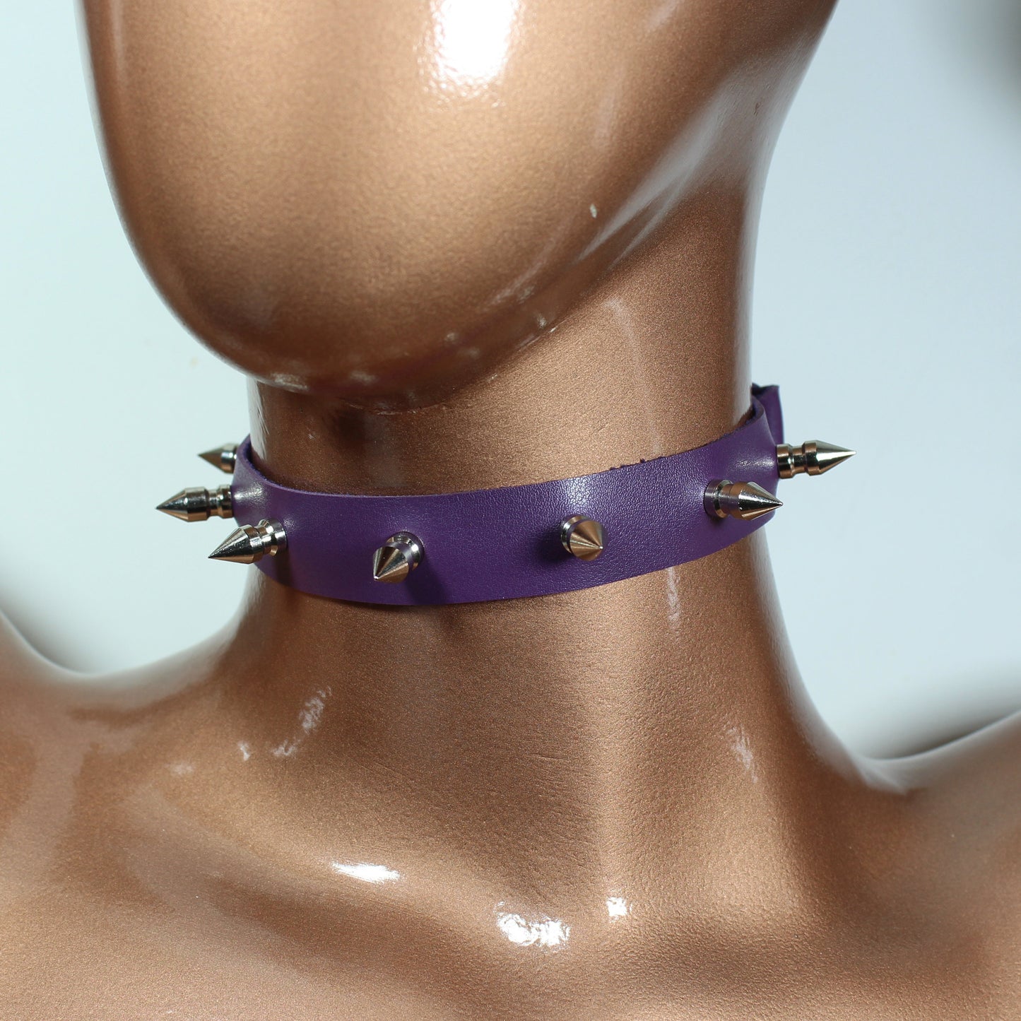 Spiked Leather Choker, Personalized Letter Collar, Gothic Punk Jewelry