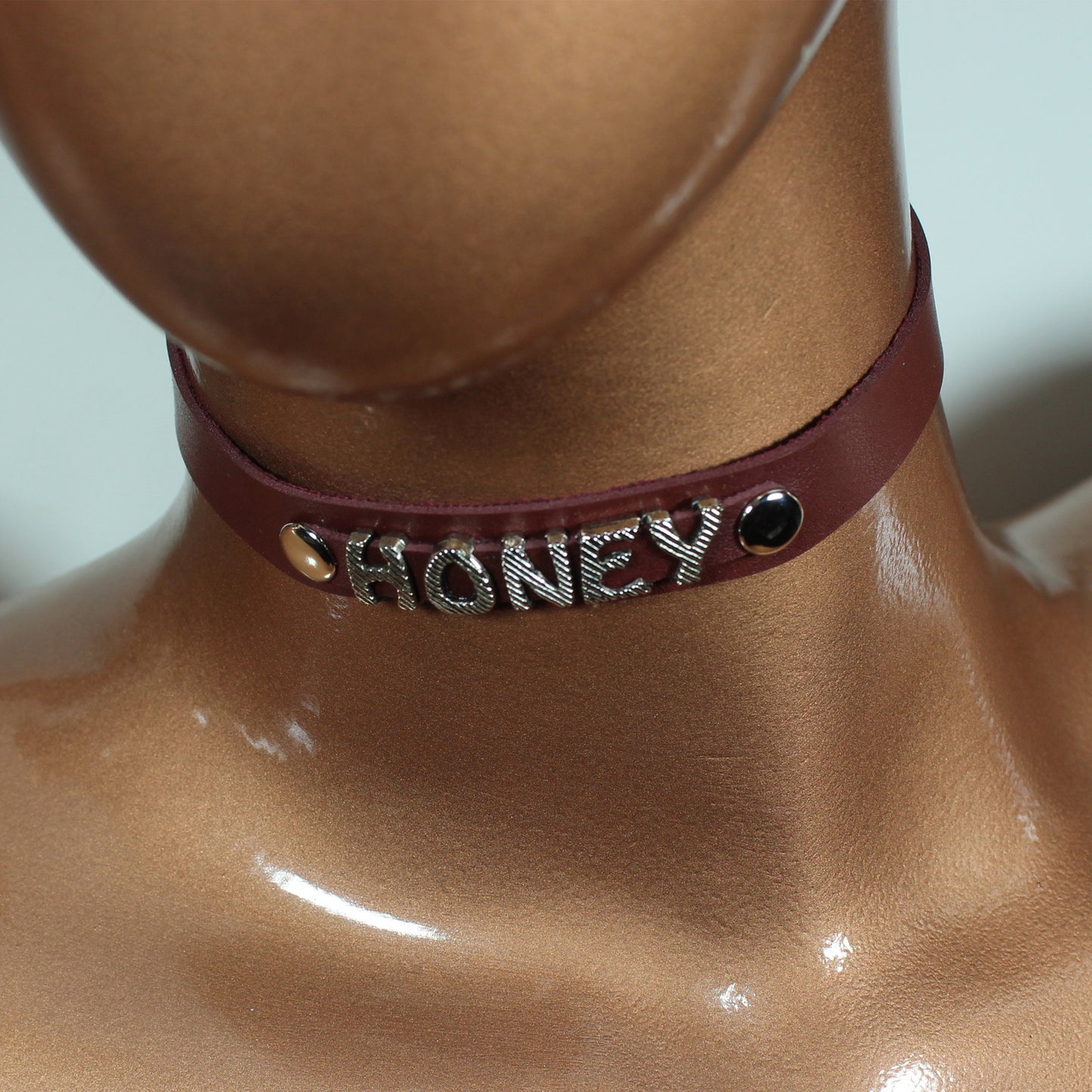 Personalized Leather Choker, Custom Name Collar, Gothic Cosplay