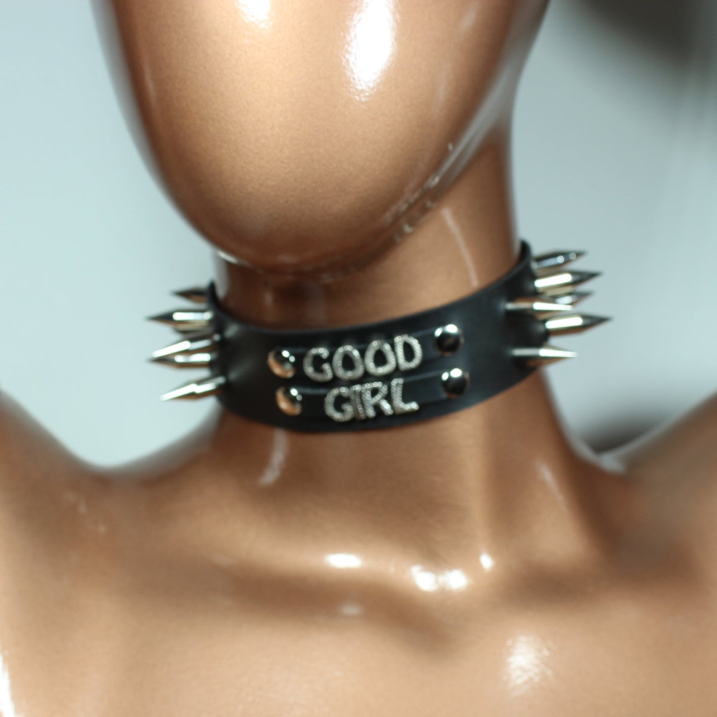 Leather Choker Necklace,  Custom Name Necklace,  Day Collar,  Custom Choker,  Halloween Necklace,  Name Choker Collar,  Spikes, Collars