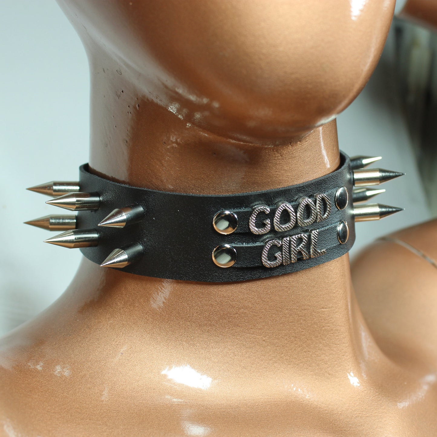Leather Choker Necklace,  Custom Name Necklace,  Day Collar,  Custom Choker,  Halloween Necklace,  Name Choker Collar,  Spikes, Collars
