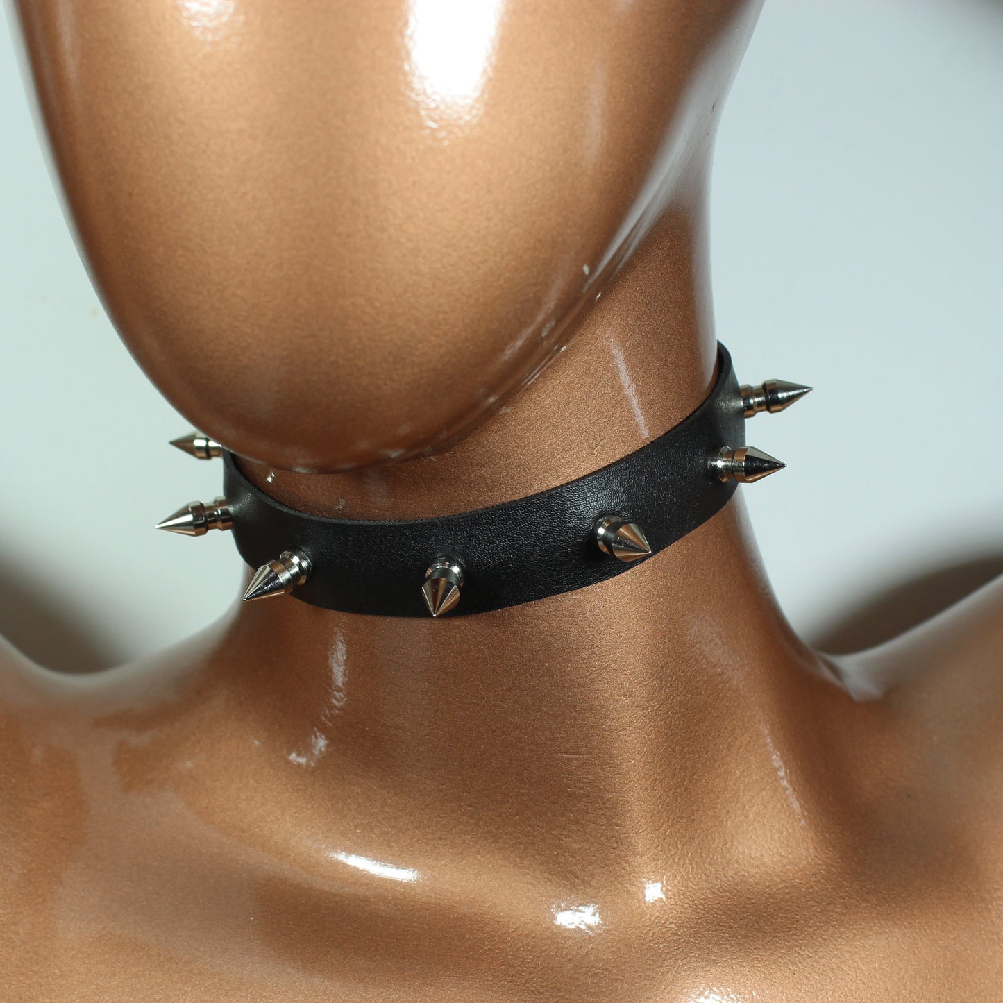 Leather Spike,  Bondage Collar,  Leather Necklace,  Halloween Costume,  Gothic,  Witchy Jewelry,  Black Choker,  Halloween,  Punk Choker, Collar
