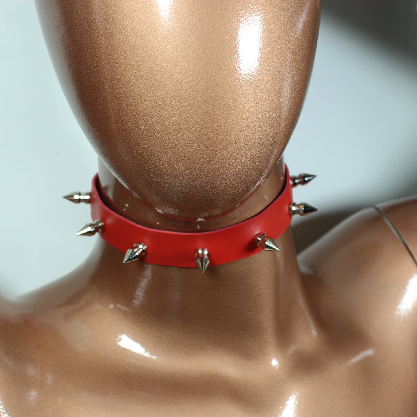 Spiked Leather Choker, Personalized Letter Collar, Gothic Punk Jewelry