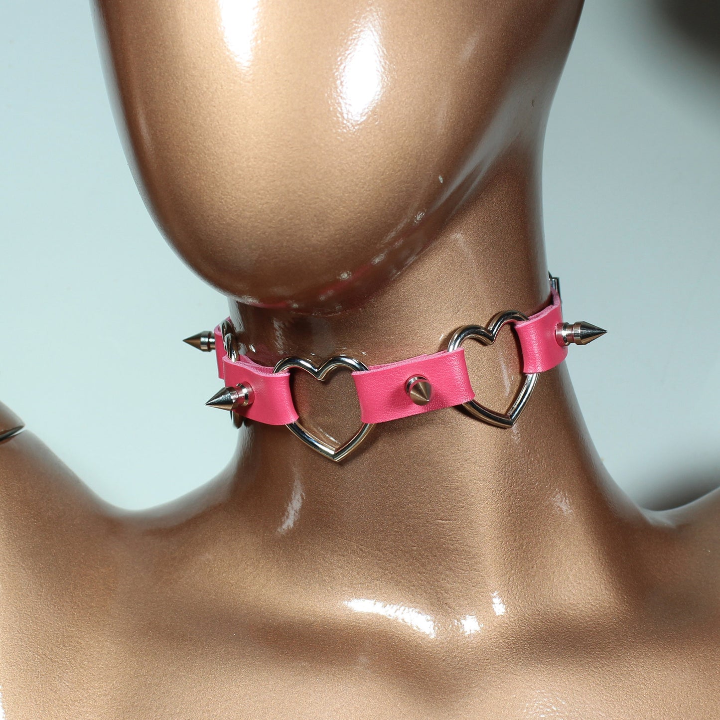 Handmade Jewelry,  Hippie Necklace,  Leather Spike,  Punk Necklace,  Leather Necklace,  Punk Jewelry,  Heart Choker,  Gothic Jewelry, Custom Choker