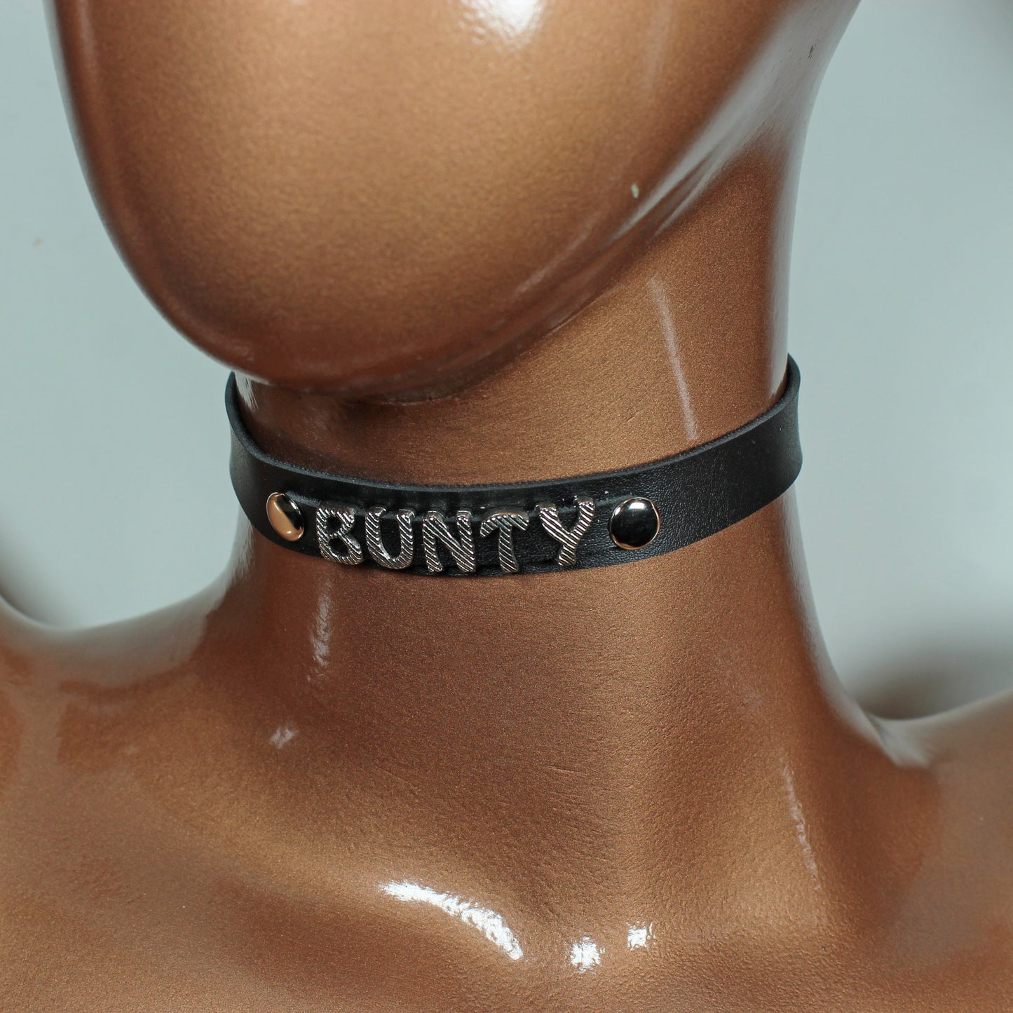 Personalized Leather Choker, Custom Name Collar, Gothic Cosplay