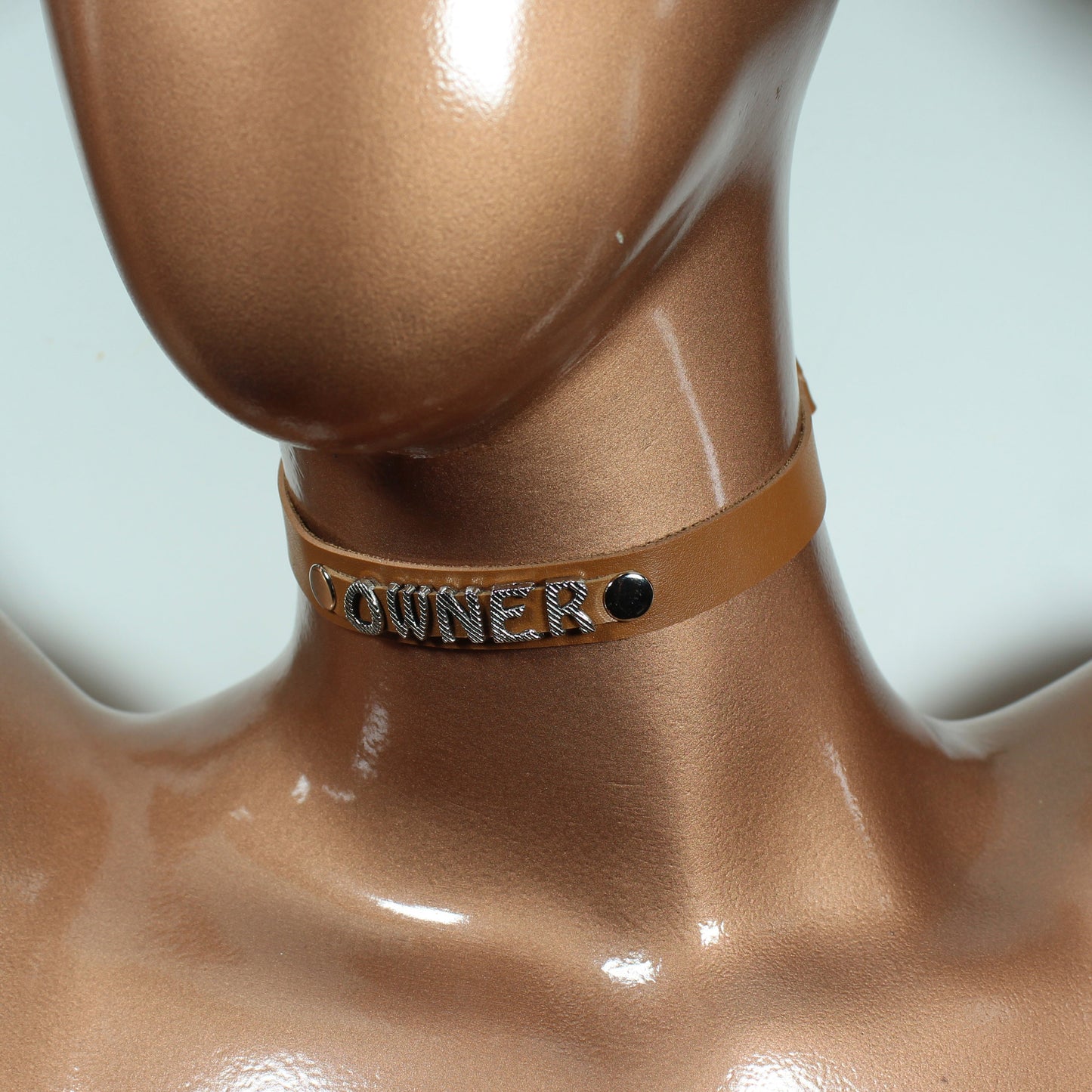 Personalized Leather Choker, Custom Name Collar, Gothic Cosplay