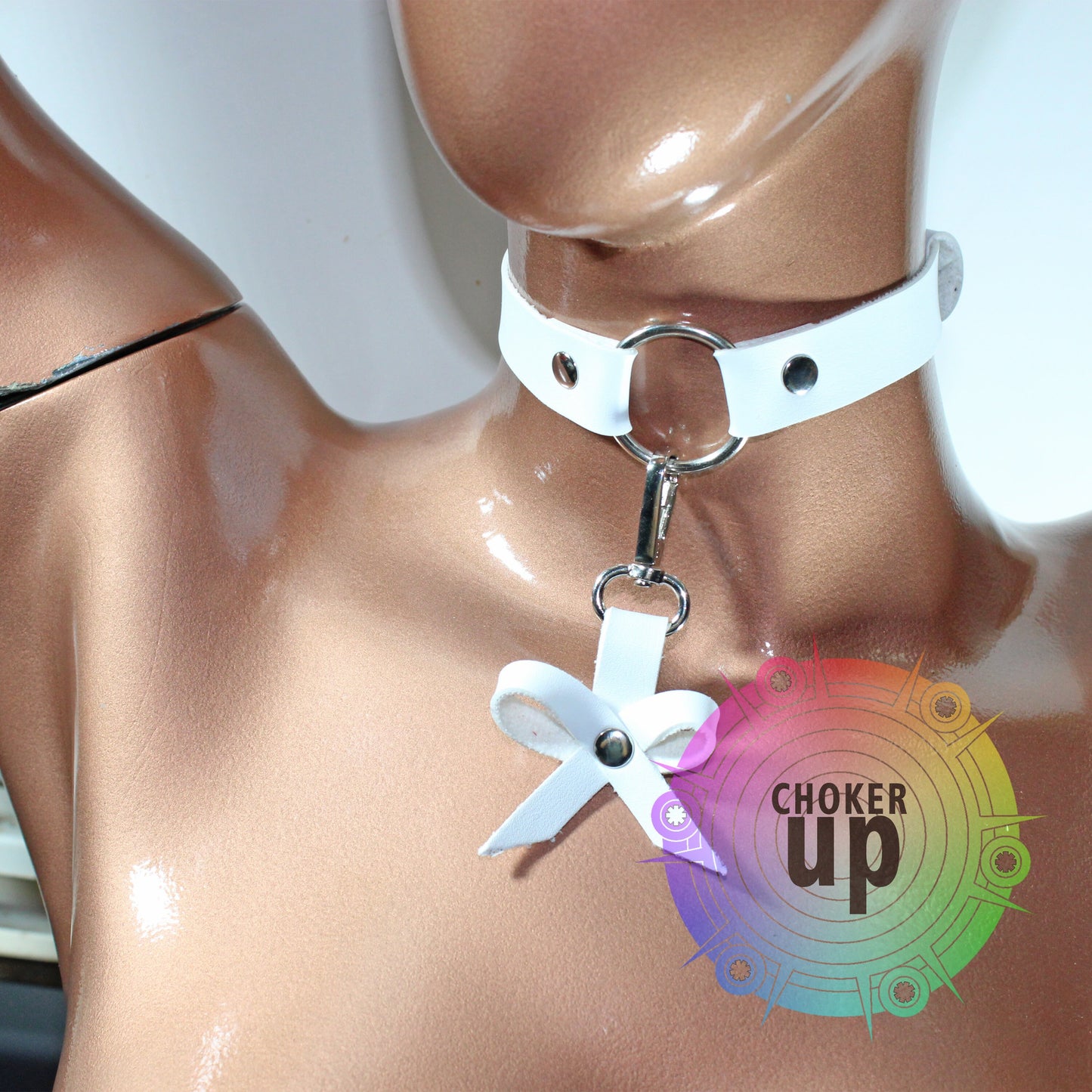 Red Leather Bow Choker, Goth Collar, Custom Teen Gift