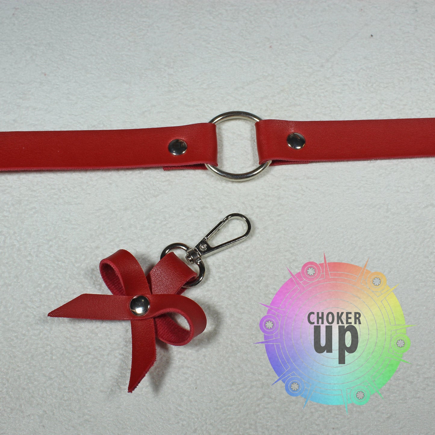 Red Leather Bow Choker, Goth Collar, Custom Teen Gift