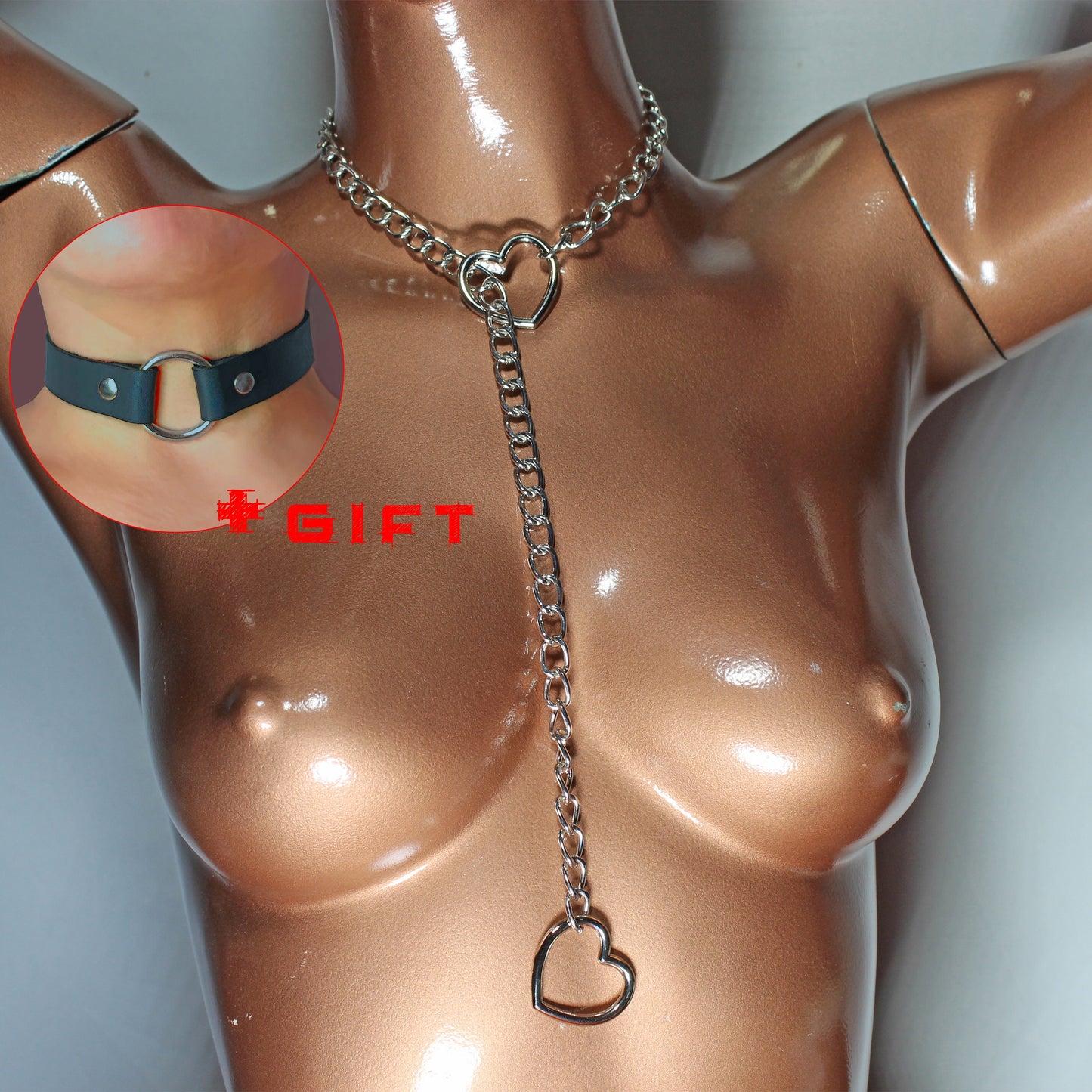 Gothic Choker,  Costume Accessories,  With Chain Choker,  Heart Collar,  Heart Choker,  Heart Chain Collar,  Choker Collar, Chain Choker