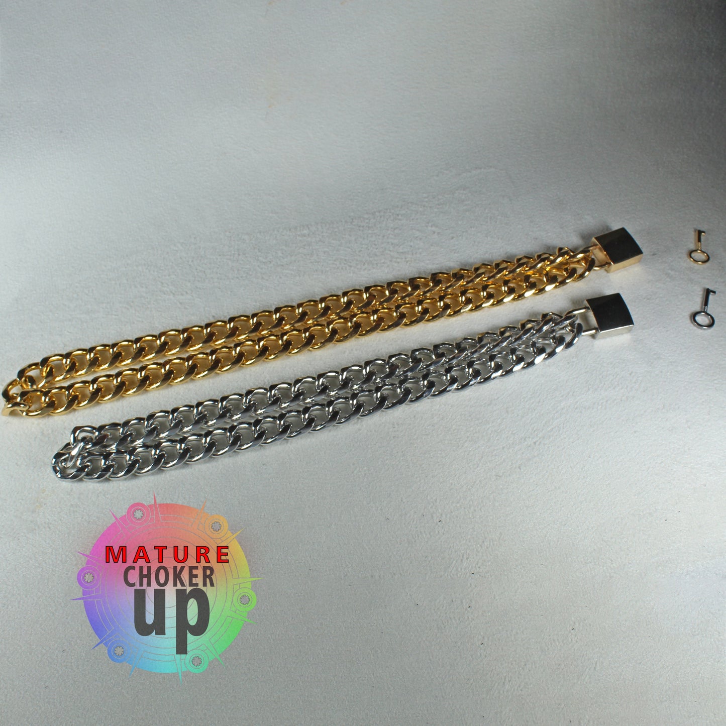 Thick Chain Collar, Steampunk Locking Choker Necklace