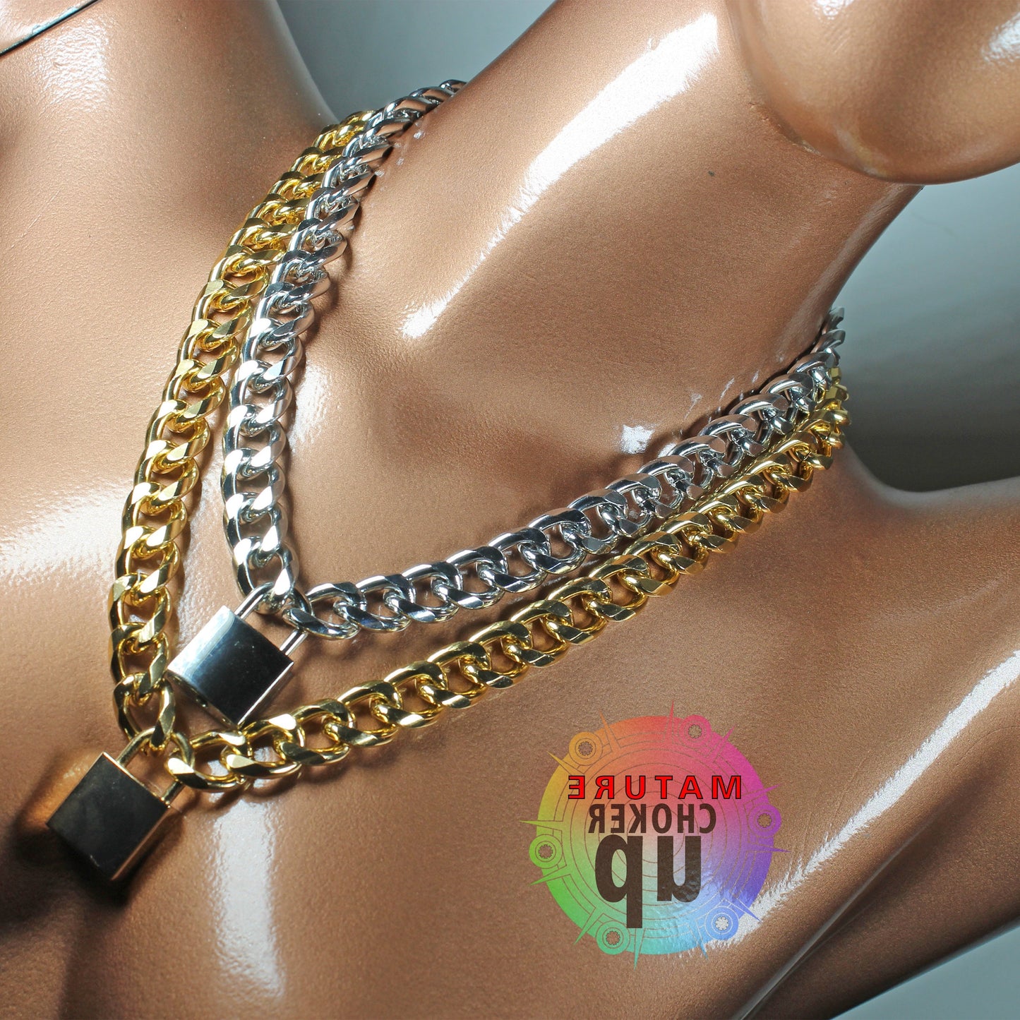 Thick Chain Collar, Locking Choker, Gifts For Men