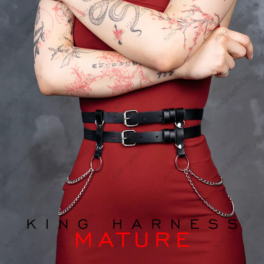 Rave Body Jewelry, Goth Chain Belt, Festival Waist Harness, Festival Belt for Women, Leather Chain Belt, Handmade Leather Belt,Harness Women