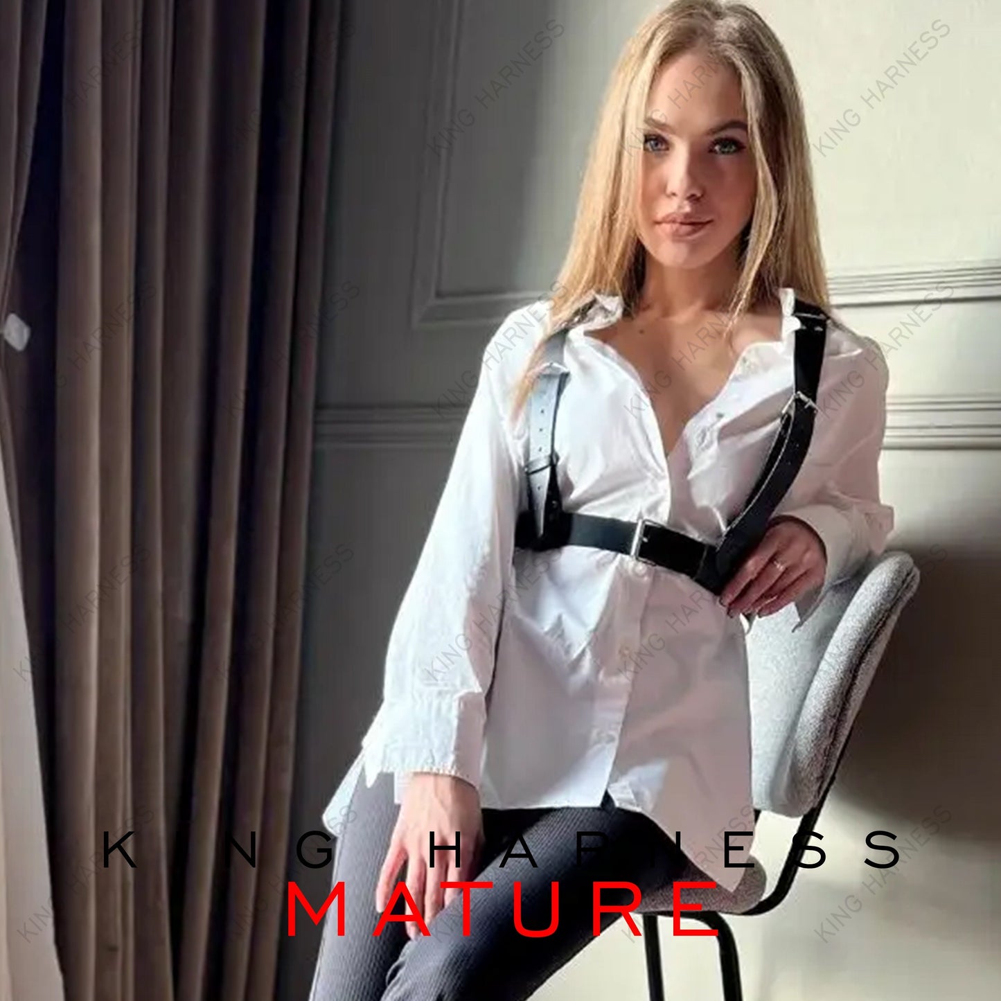 Womens Black Leather Chest Harness, Underbust Harness, Plus Size Harness for Women, Harness Over Dress, Shoulder Harness, Leather Chest Belt