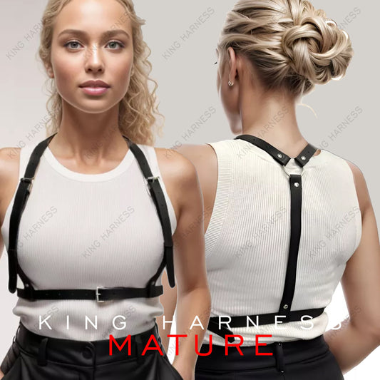 Chest Harness, Adjustable Outfit Harness, Suspender Harness, Belt Harness, Wrap Harness, Black Leather Body Fashion Harness
