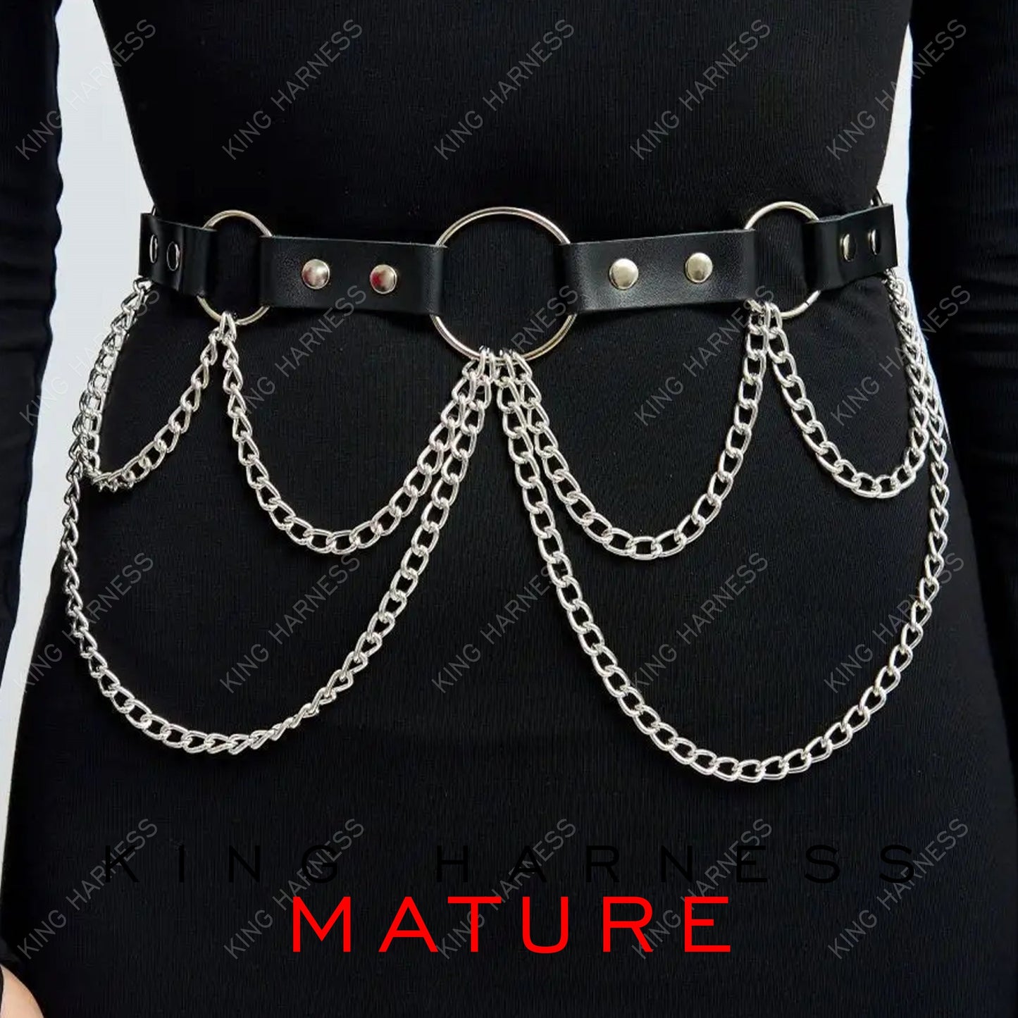 Chain Waist Belt, Chain Leather Accessory, Chain Accessory on Dress, Custom Production, Chain Harness, For Daily Wear And Holiday Outfit