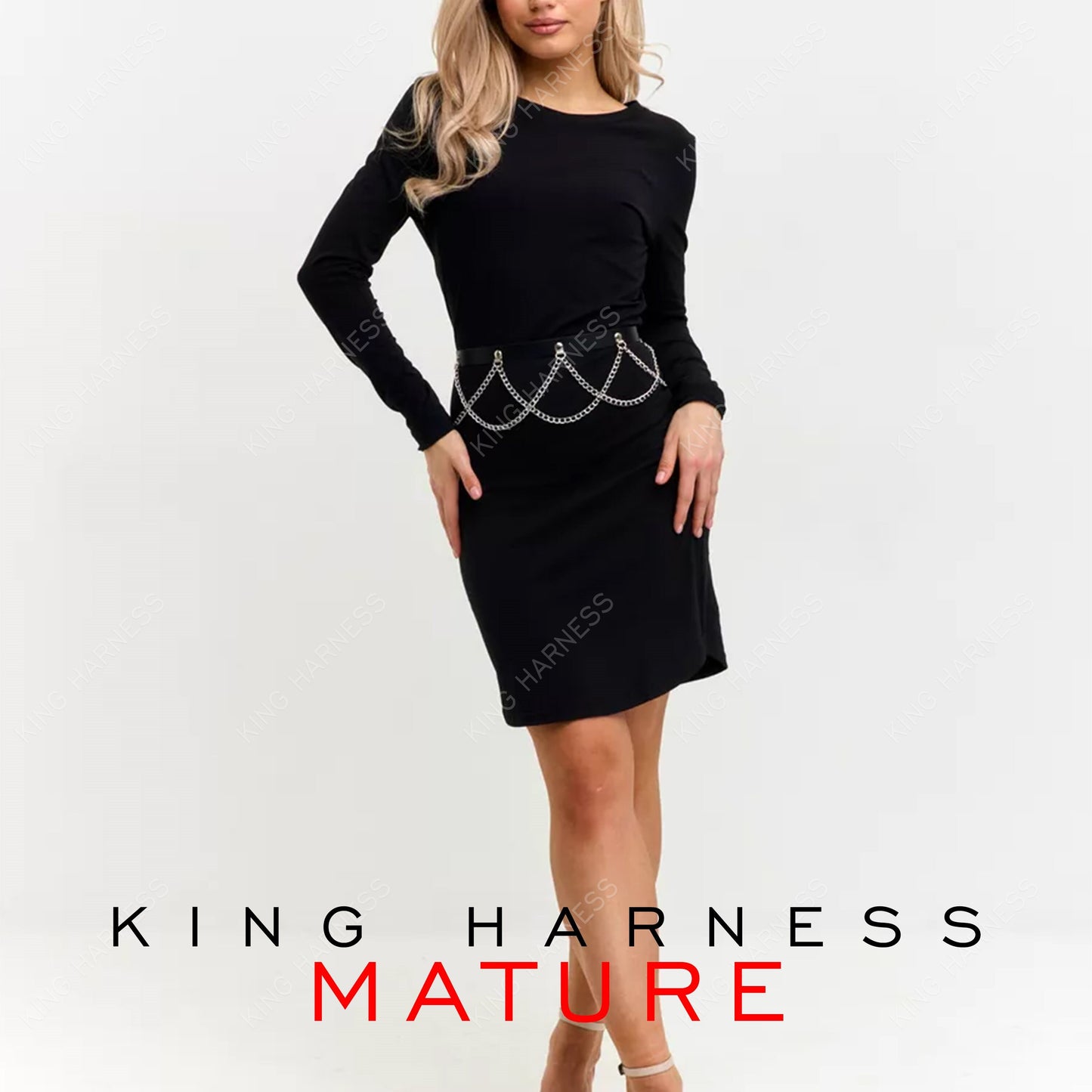 Leathet Chain Belt For Women, Waist Chain Belt, Buckle Harness Womens, Wide Harness, Women Black Leather Waistband Chain Harness