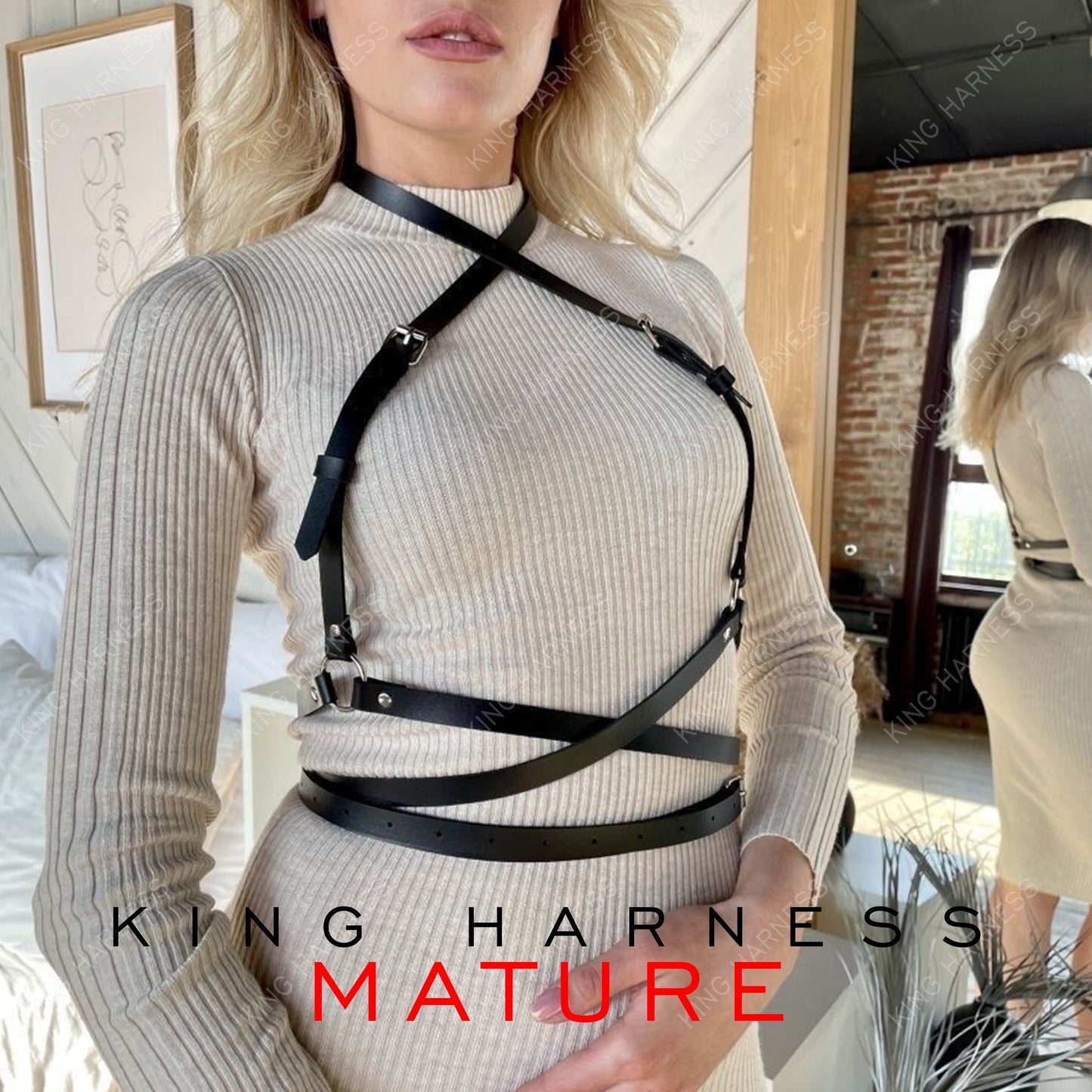 3 in 1 Harness, Black Leather Body Fashion Harness, Plus Size Harness for Women, Chest Harness, Double Belt Harness, Custom Size Harness