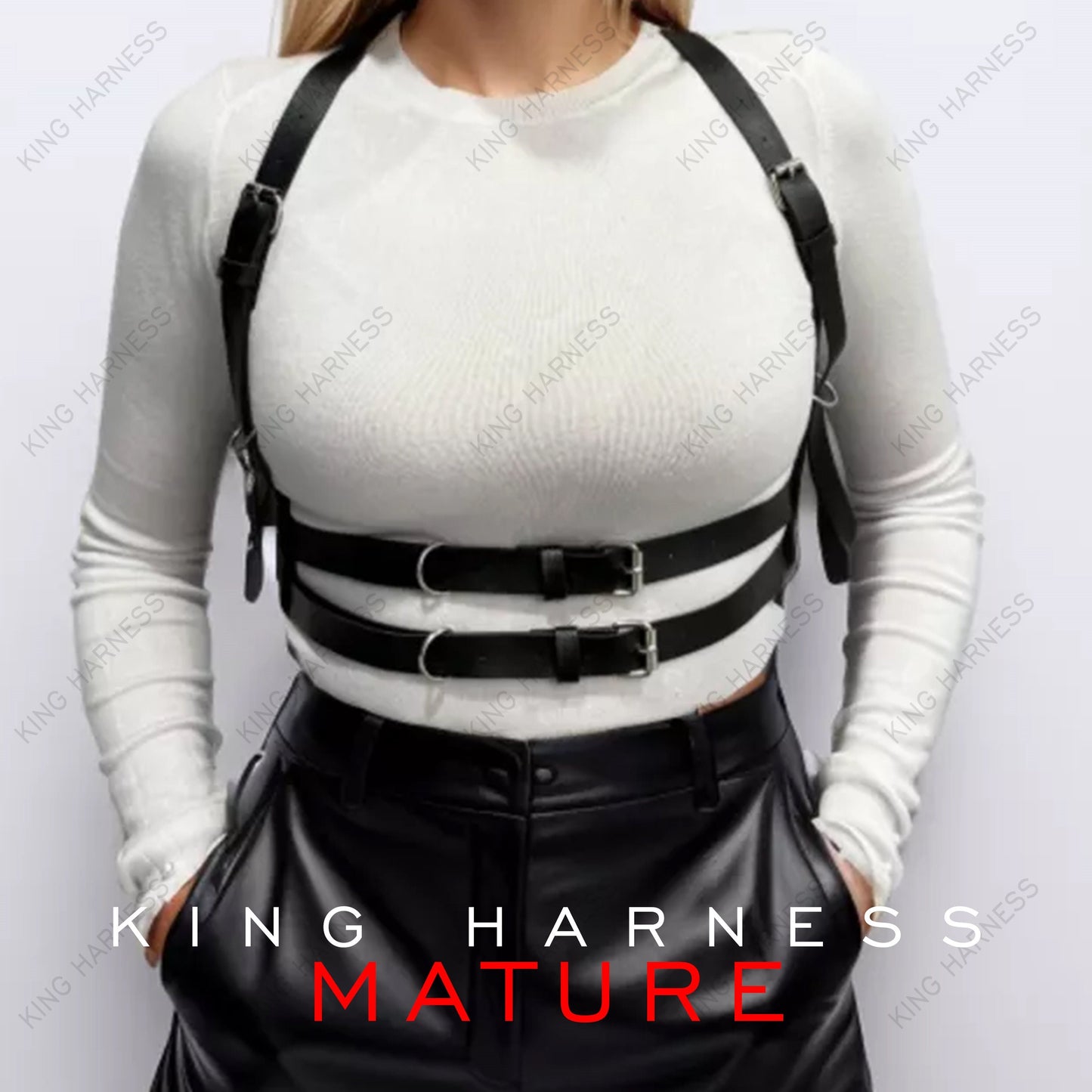 Red Leather Harness Women, Full Body Harness, Waist Suspender Harness, Anniversay Gift, Gothic Accessory Rave Outfit, Black Leather Geninue