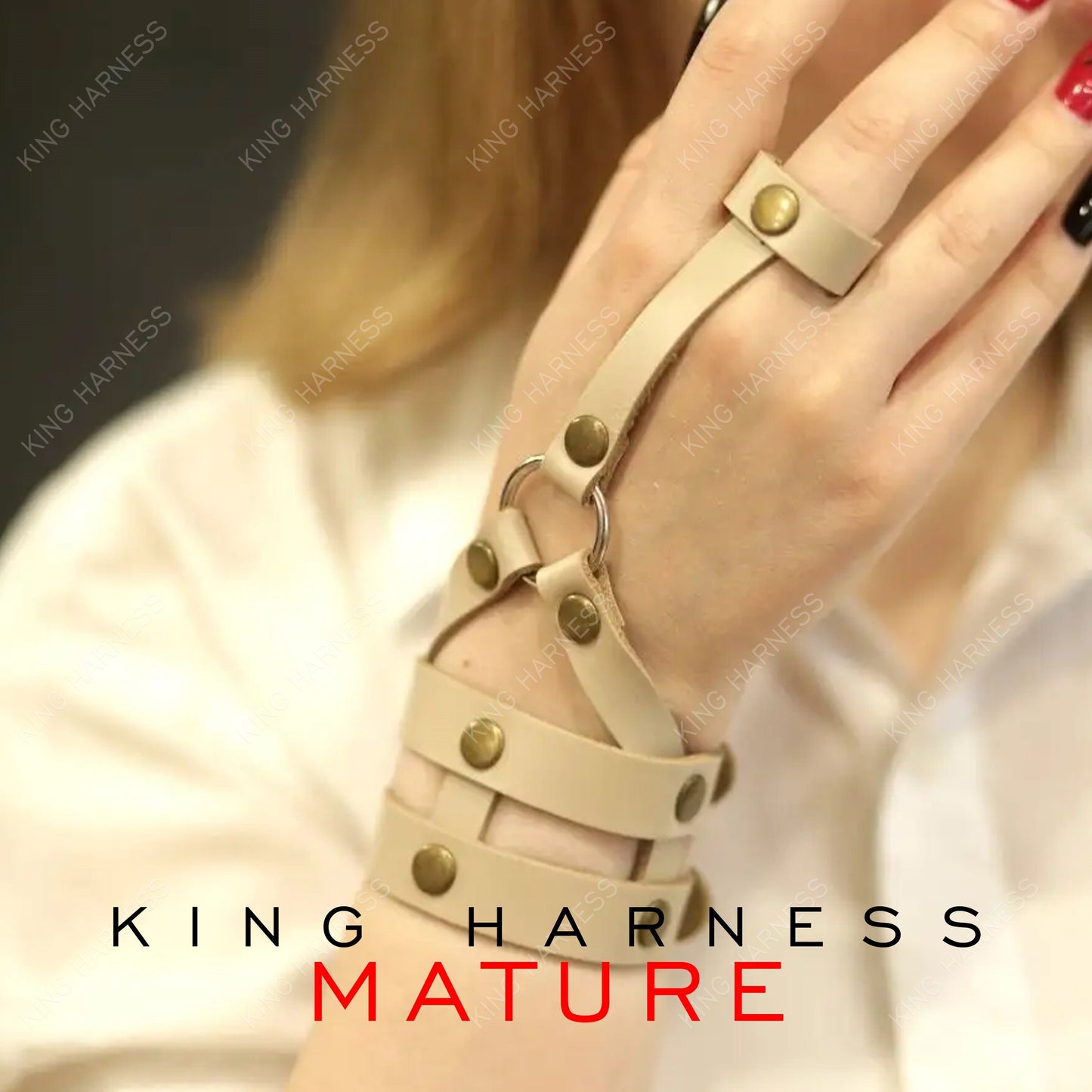 Harness Bracelet, Leather Had Harness, Handmade Leather Bracelet, Finger Bracelet, Womens Leather Bracelet, Finger Palm Leather Bracelet