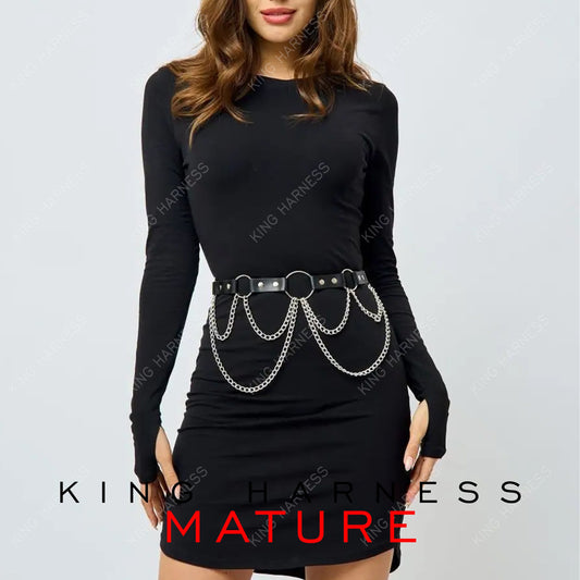 Chain Waist Belt, Chain Leather Accessory, Chain Accessory on Dress, Custom Production, Chain Harness, For Daily Wear And Holiday Outfit