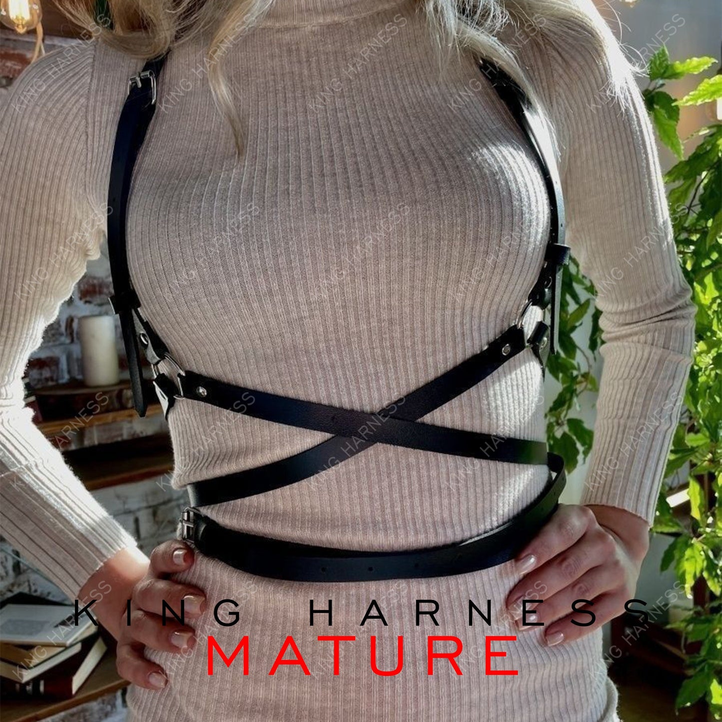 3 in 1 Harness, Black Leather Body Fashion Harness, Plus Size Harness for Women, Chest Harness, Double Belt Harness, Custom Size Harness