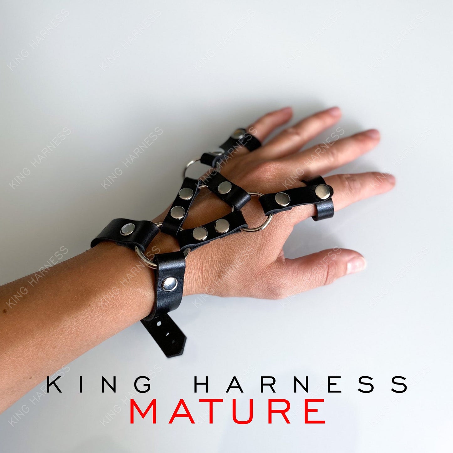 Leather Hand Harness, Finger Harness, Leather Wrist Cuff, Gothic Hand Harness, Rock Style Hand Harness, Halloween Accessory, Dark Fashion