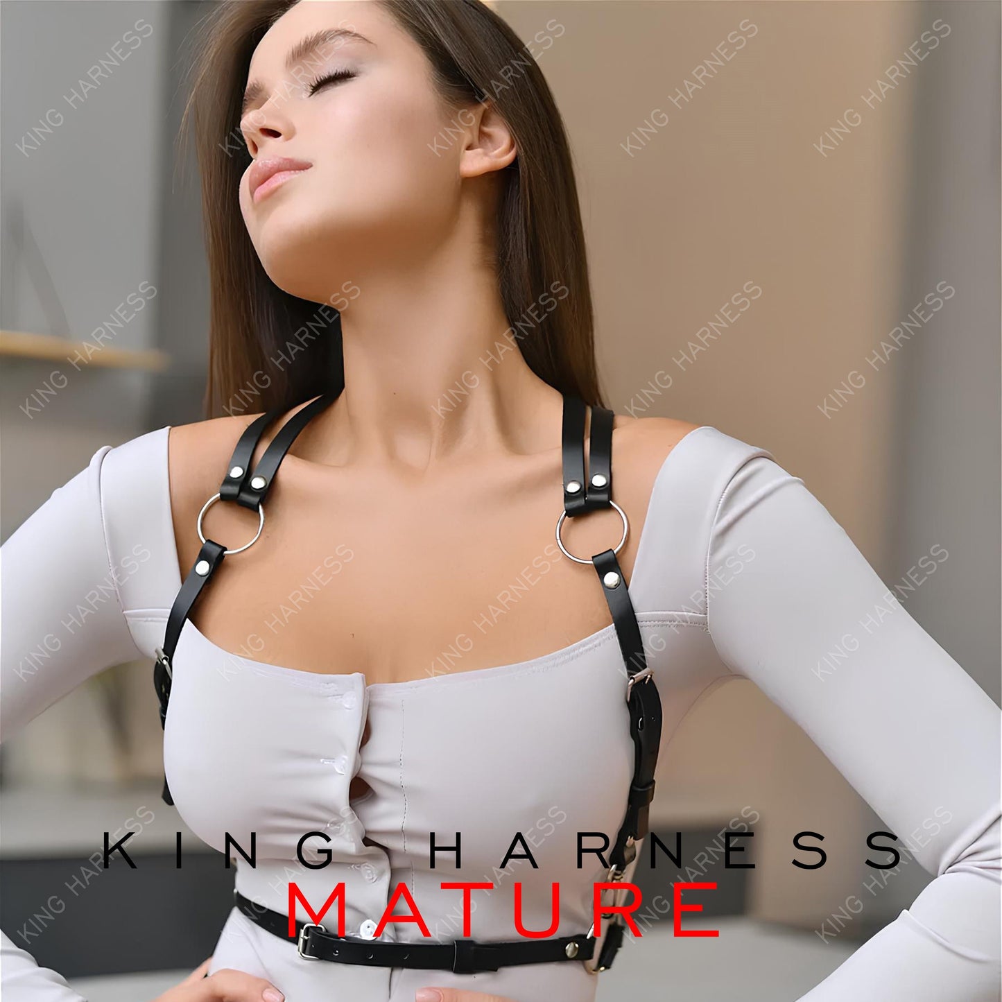 Handmade Leather Harness, Adjustable Body Strap, Chest Harness, Fashionable Statement Accessory for Women, Gothic, Punk, and Festival Wear