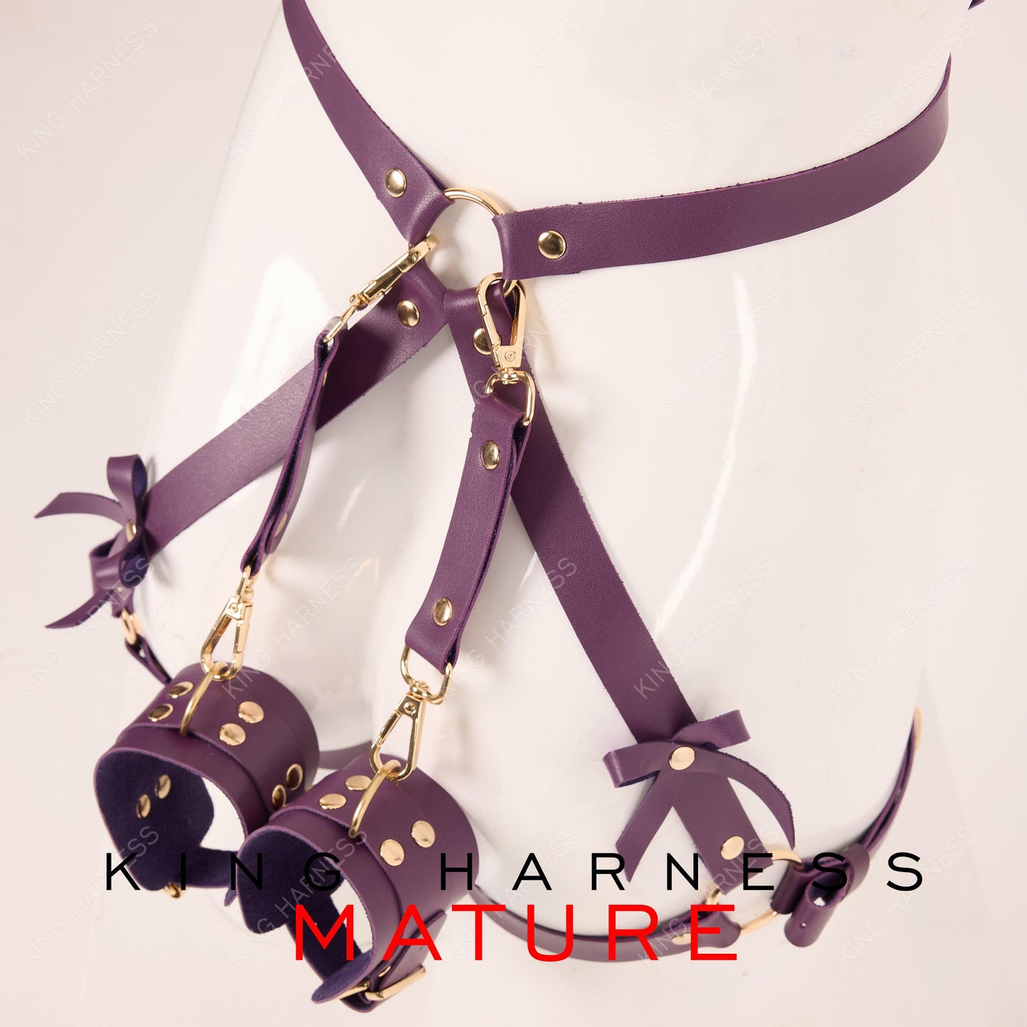 Butt Holder, Leather Lingerie Harness and Cuffs, Leather Garter Set, Leg Harness With Cuffs, Bdsm Belt, Booty Harness, Harness For Women