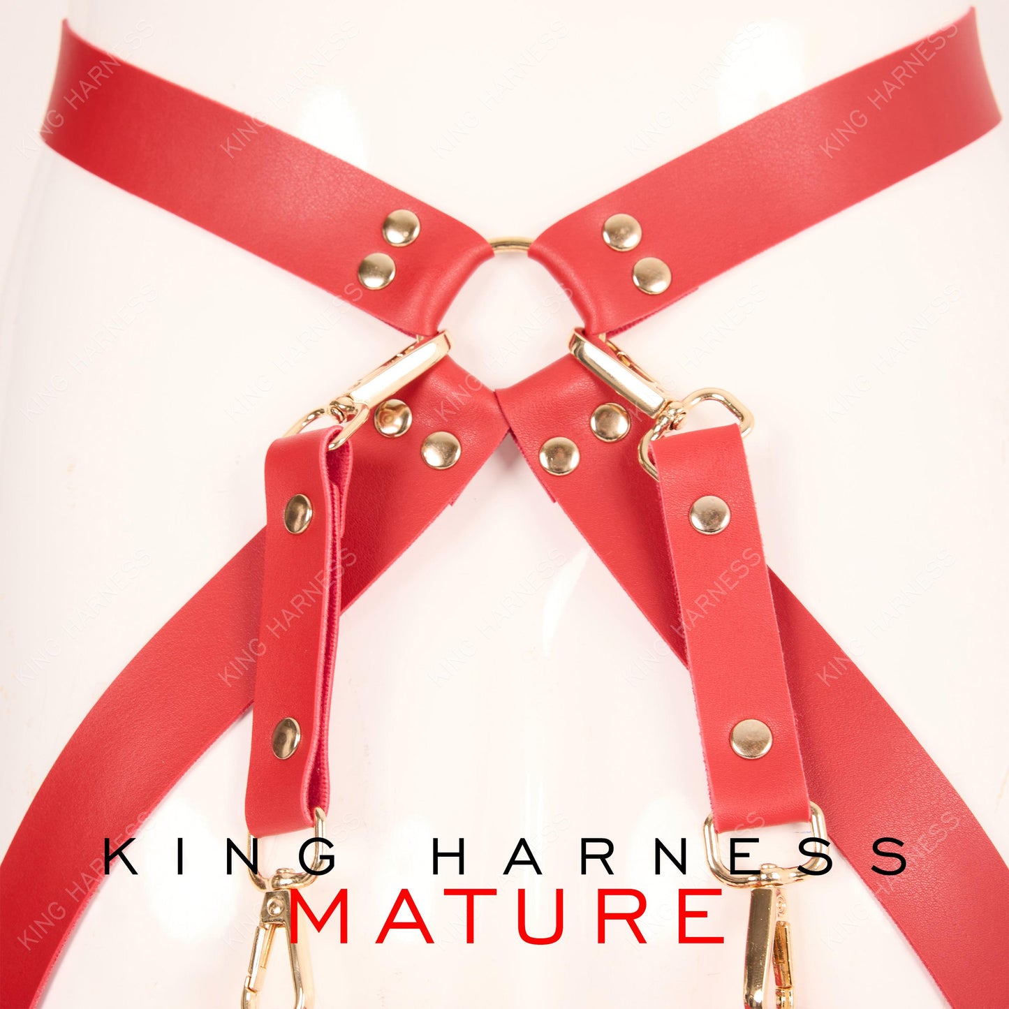 Thigh Garter Belt, Butt Harness, Bondage Harness, BDSM Cuffs, Plus Size Garter Belt, Harness Lingerie, Red Leather Harness, Kinky Lingerie