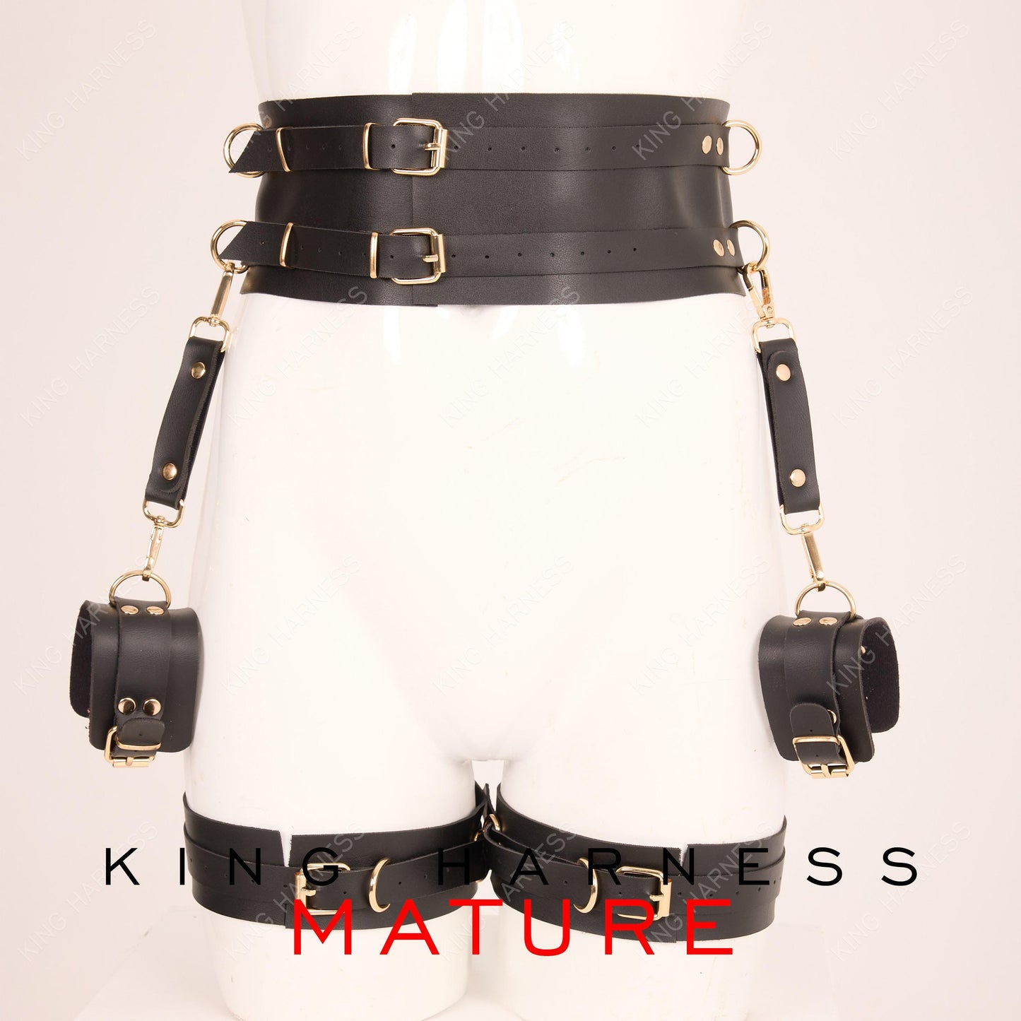 Submissive Full Set, Custom Handmade Leather Harness 6 Colors Gold/Nickel Options for Bold Style | Premium Quality & Adjustable Fit