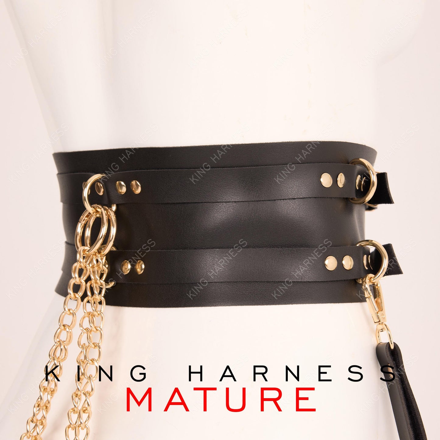 Submissive Full Set, Custom Handmade Leather Harness 6 Colors Gold/Nickel Options for Bold Style | Premium Quality & Adjustable Fit