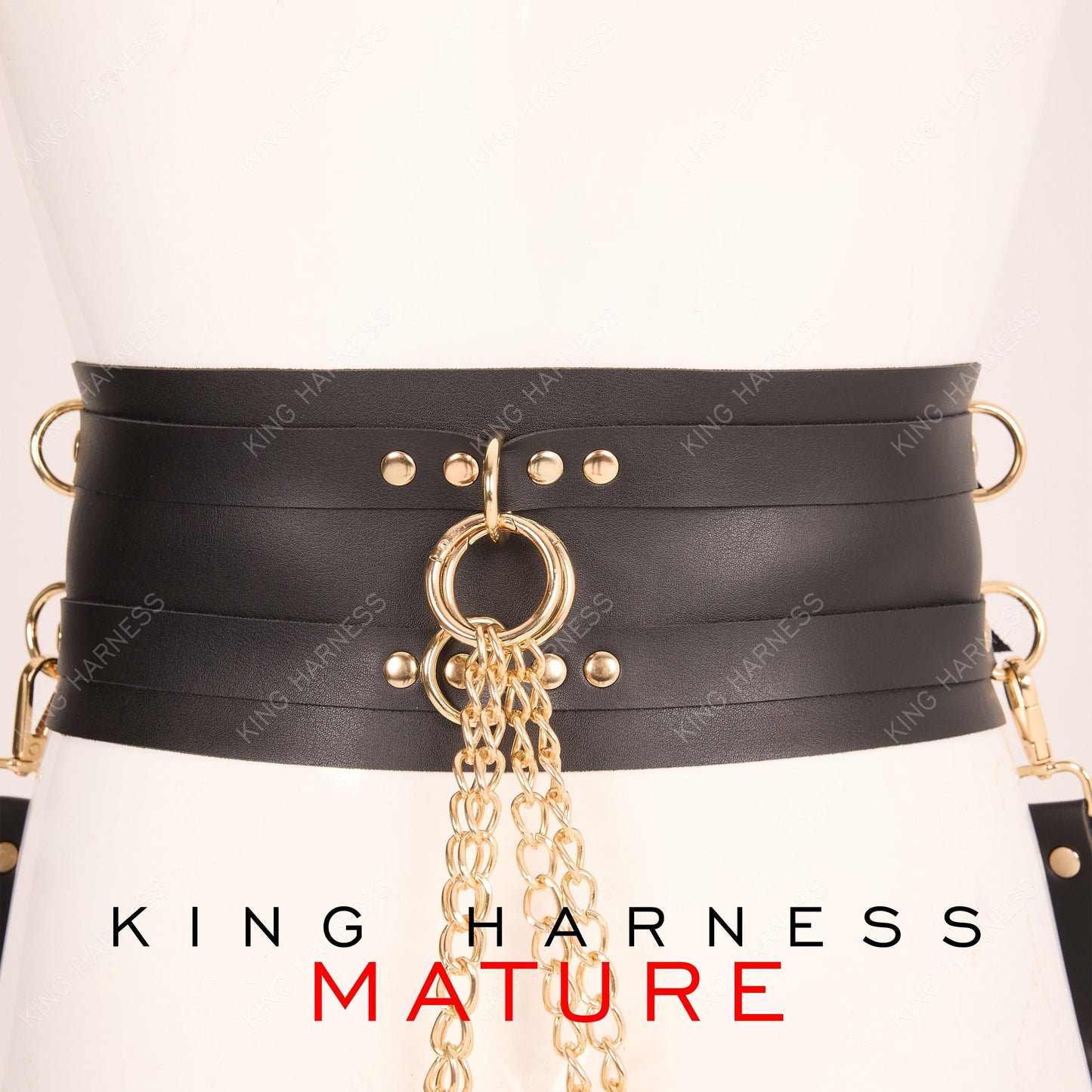 Submissive Full Set, Custom Handmade Leather Harness 6 Colors Gold/Nickel Options for Bold Style | Premium Quality & Adjustable Fit