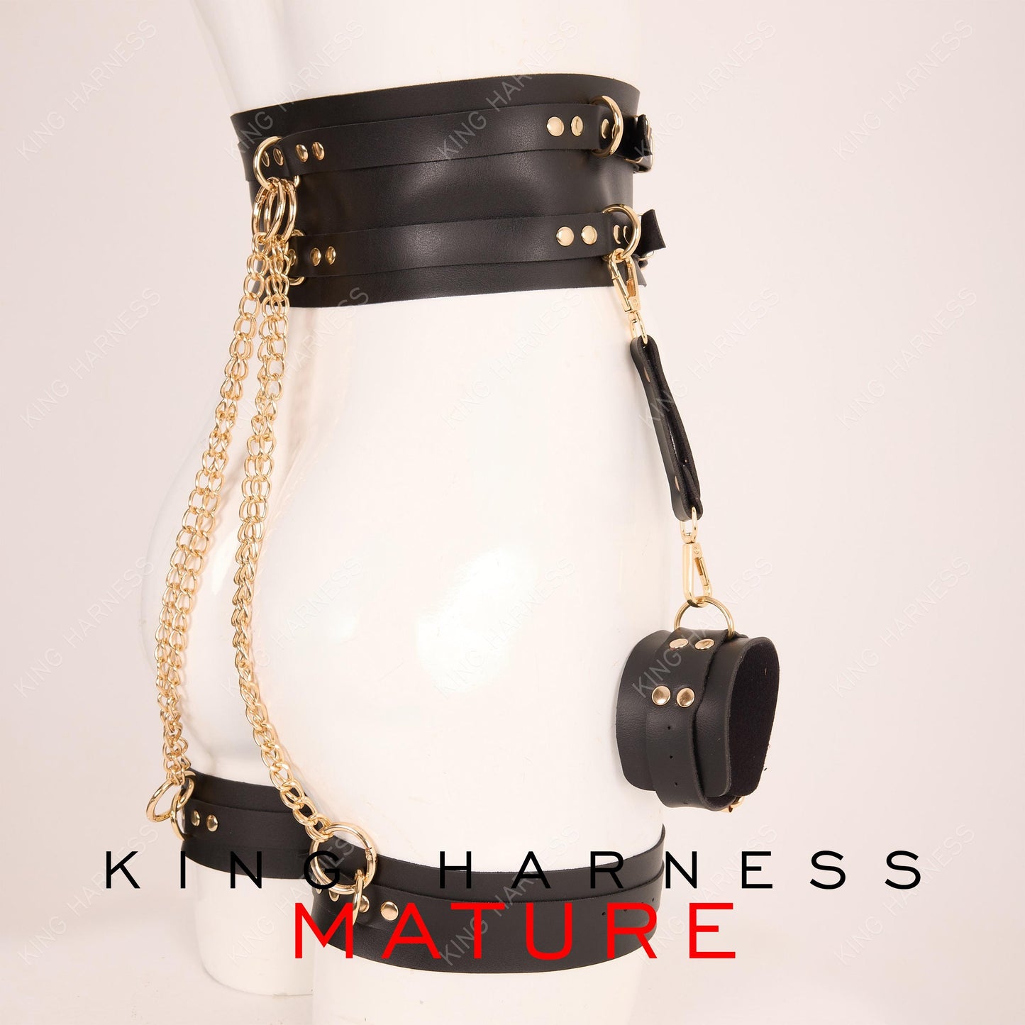 Submissive Full Set, Custom Handmade Leather Harness 6 Colors Gold/Nickel Options for Bold Style | Premium Quality & Adjustable Fit