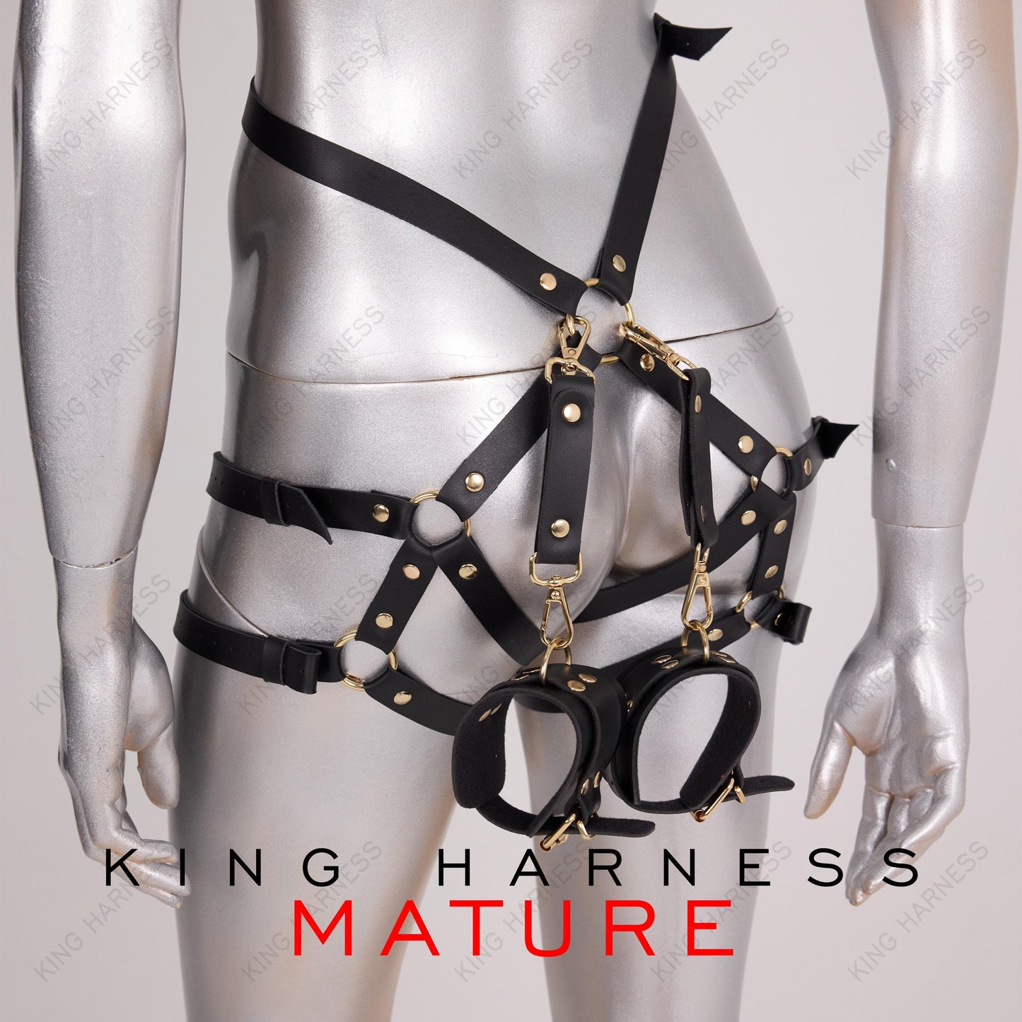 Thigh Restraints With Cuffs, Bondage Leather Restraint Set for Roleplay & Kinky Fashion, Thigh Garter Belt, Black Fetish Harness