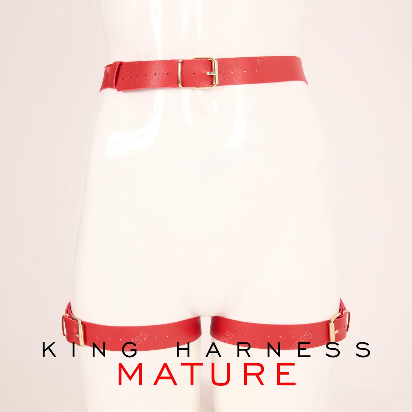 Thigh Garter Belt, Butt Harness, Bondage Harness, BDSM Cuffs, Plus Size Garter Belt, Harness Lingerie, Red Leather Harness, Kinky Lingerie