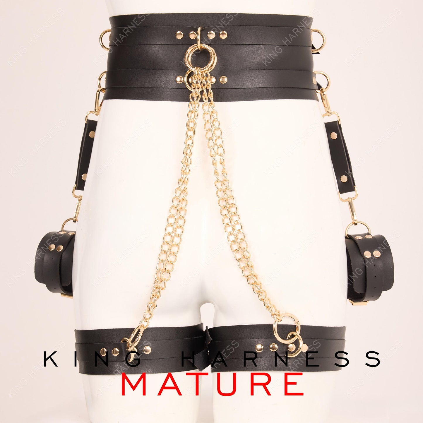 Submissive Full Set, Custom Handmade Leather Harness 6 Colors Gold/Nickel Options for Bold Style | Premium Quality & Adjustable Fit