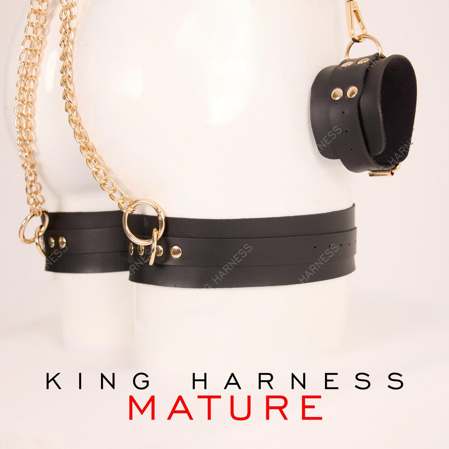 Submissive Full Set, Custom Handmade Leather Harness 6 Colors Gold/Nickel Options for Bold Style | Premium Quality & Adjustable Fit