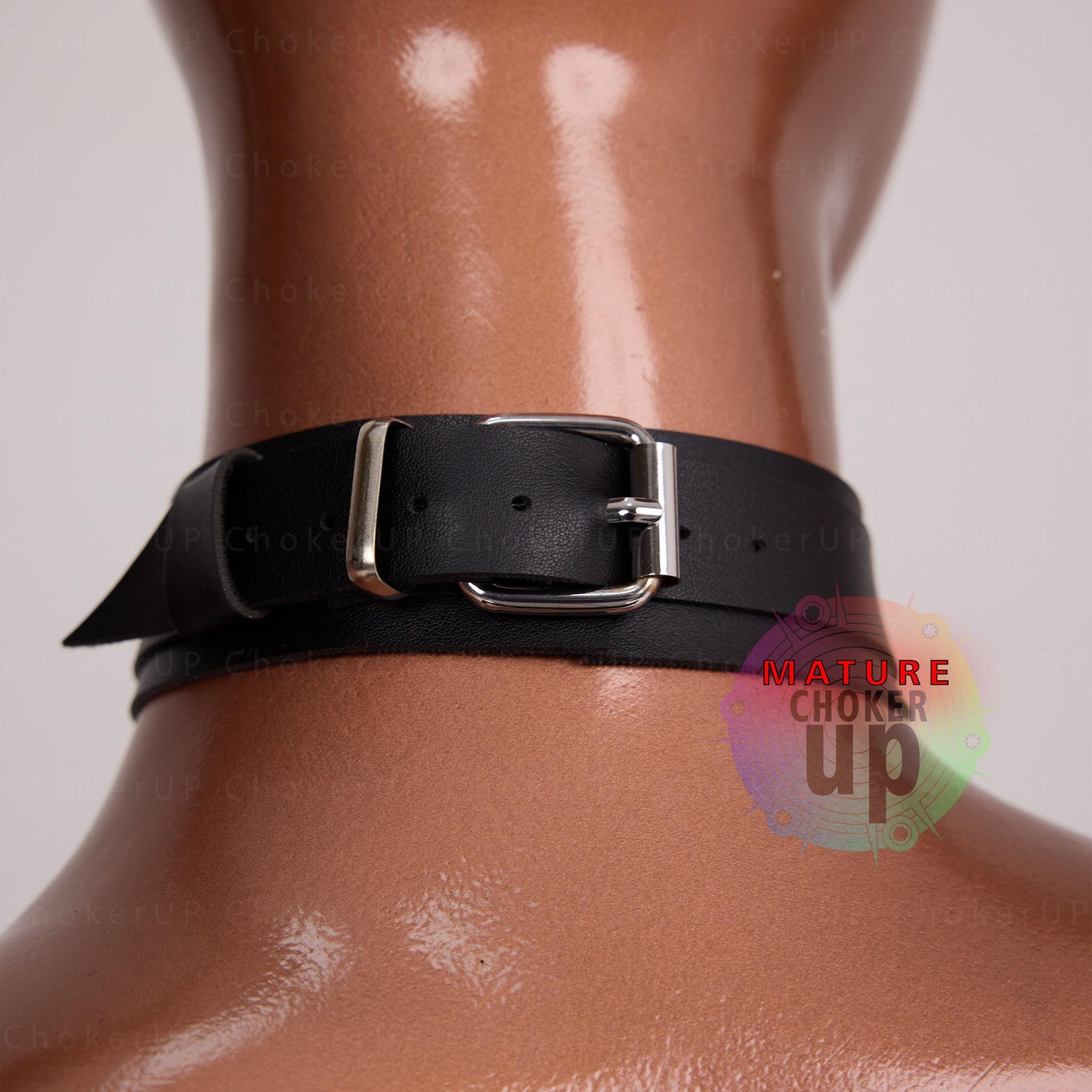 Handmade Leather Choker, Dual Metal Rings, Modern Day Collar
